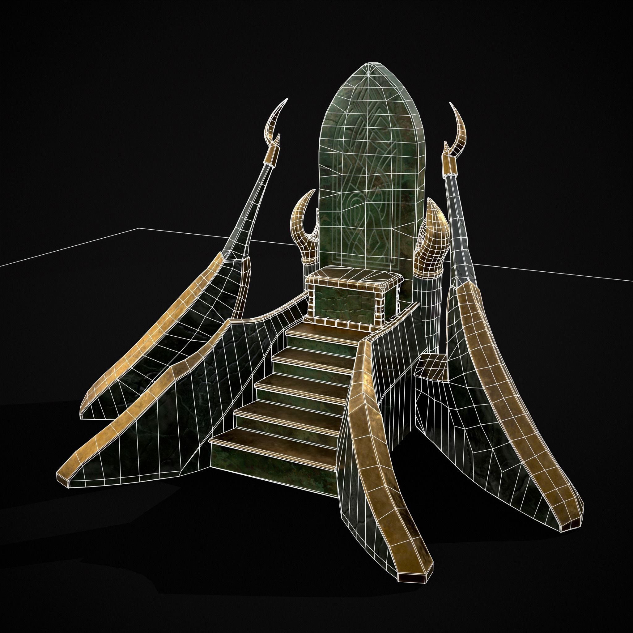 Jade Marble Throne  Low-poly 3D model_36