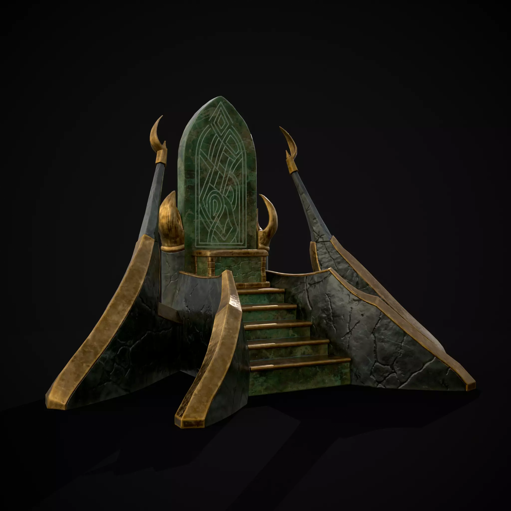 Jade Marble Throne  Low-poly 3D model_0