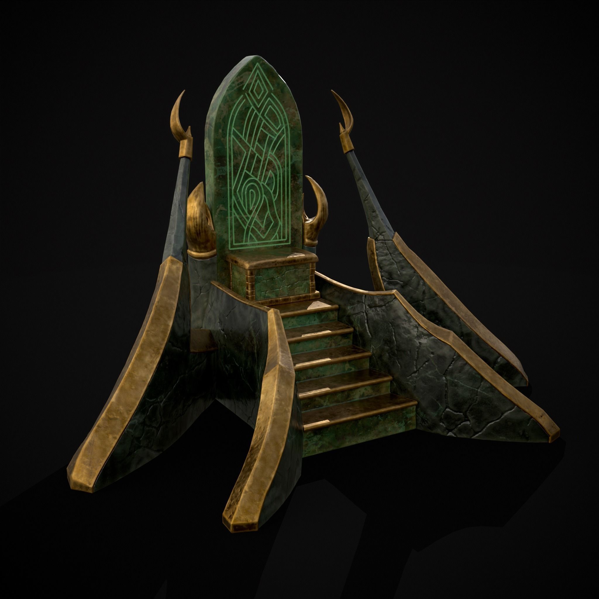 Jade Marble Throne  Low-poly 3D model_33