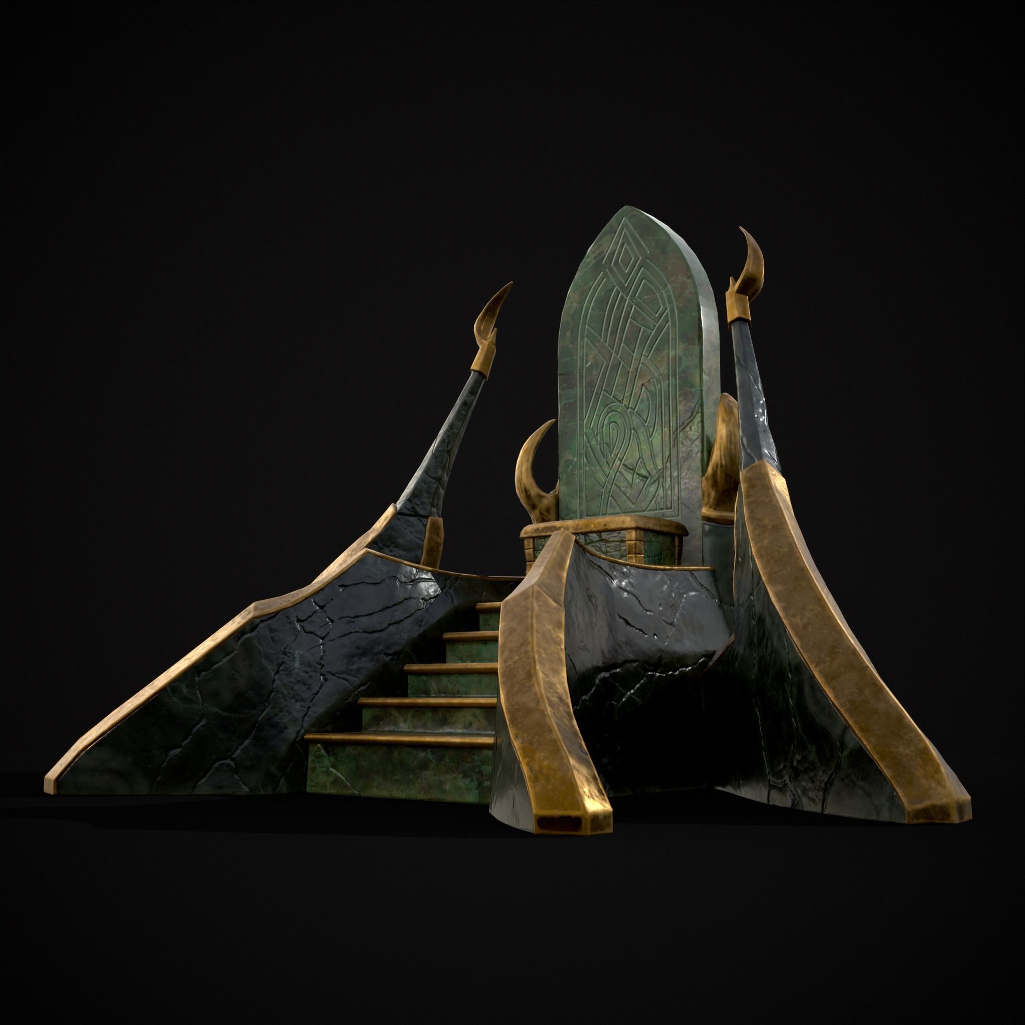 Jade Marble Throne  Low-poly 3D model_11
