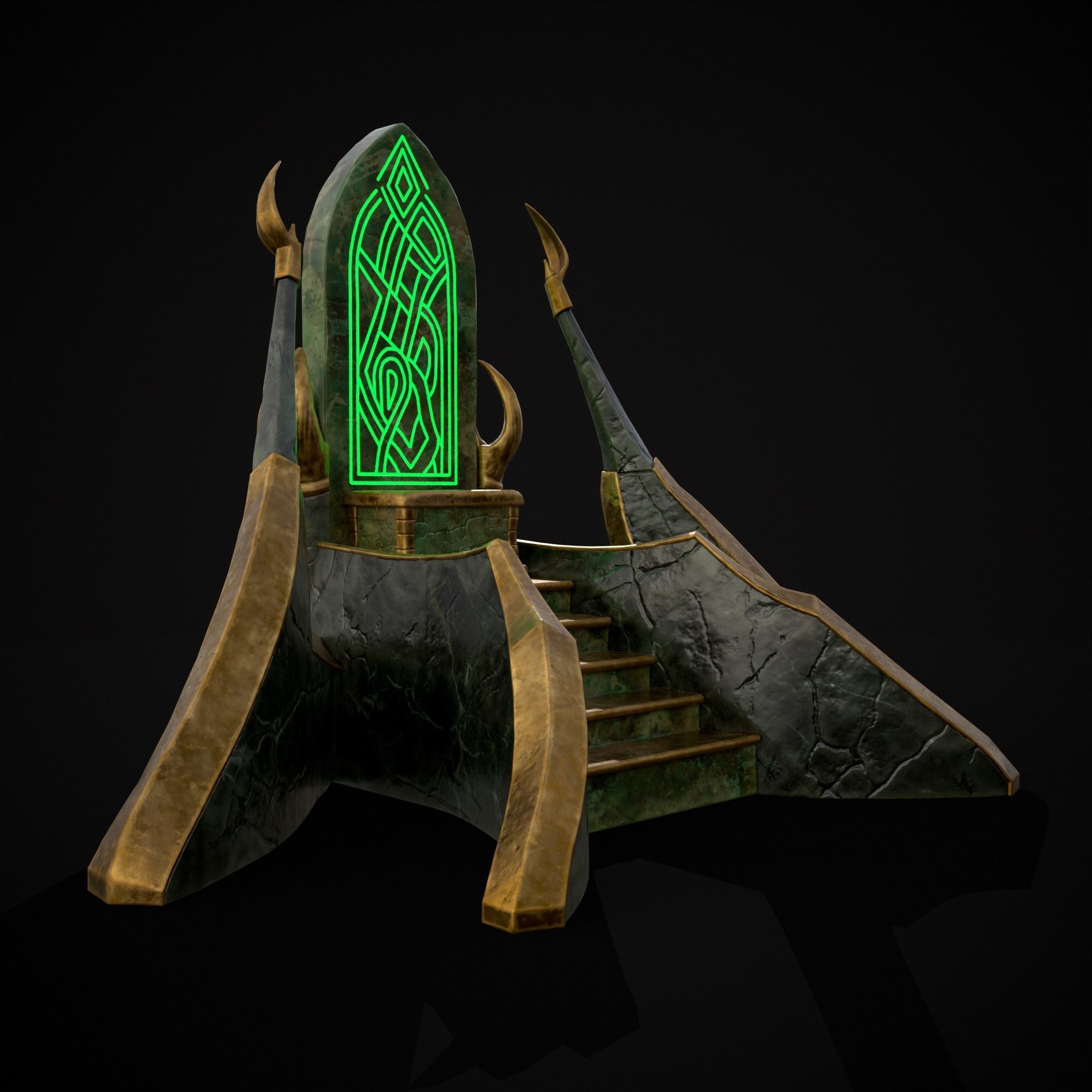 Jade Marble Throne  Low-poly 3D model_29