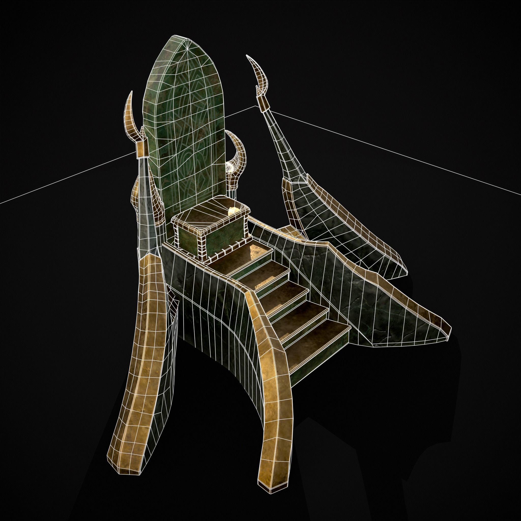 Jade Marble Throne  Low-poly 3D model_16