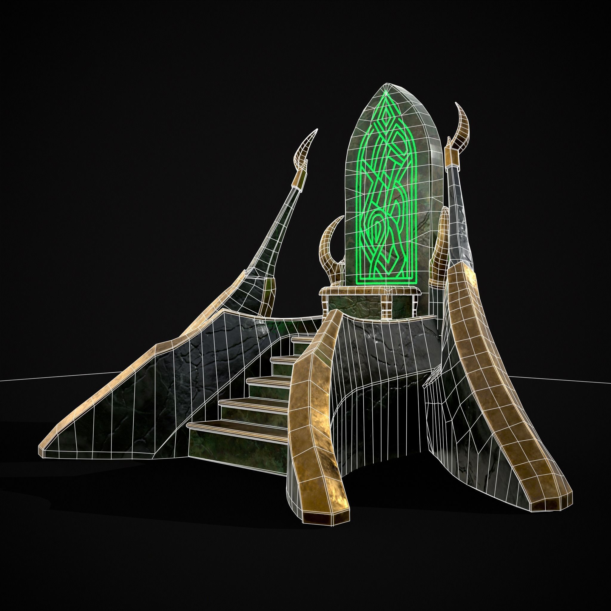 Jade Marble Throne  Low-poly 3D model_28