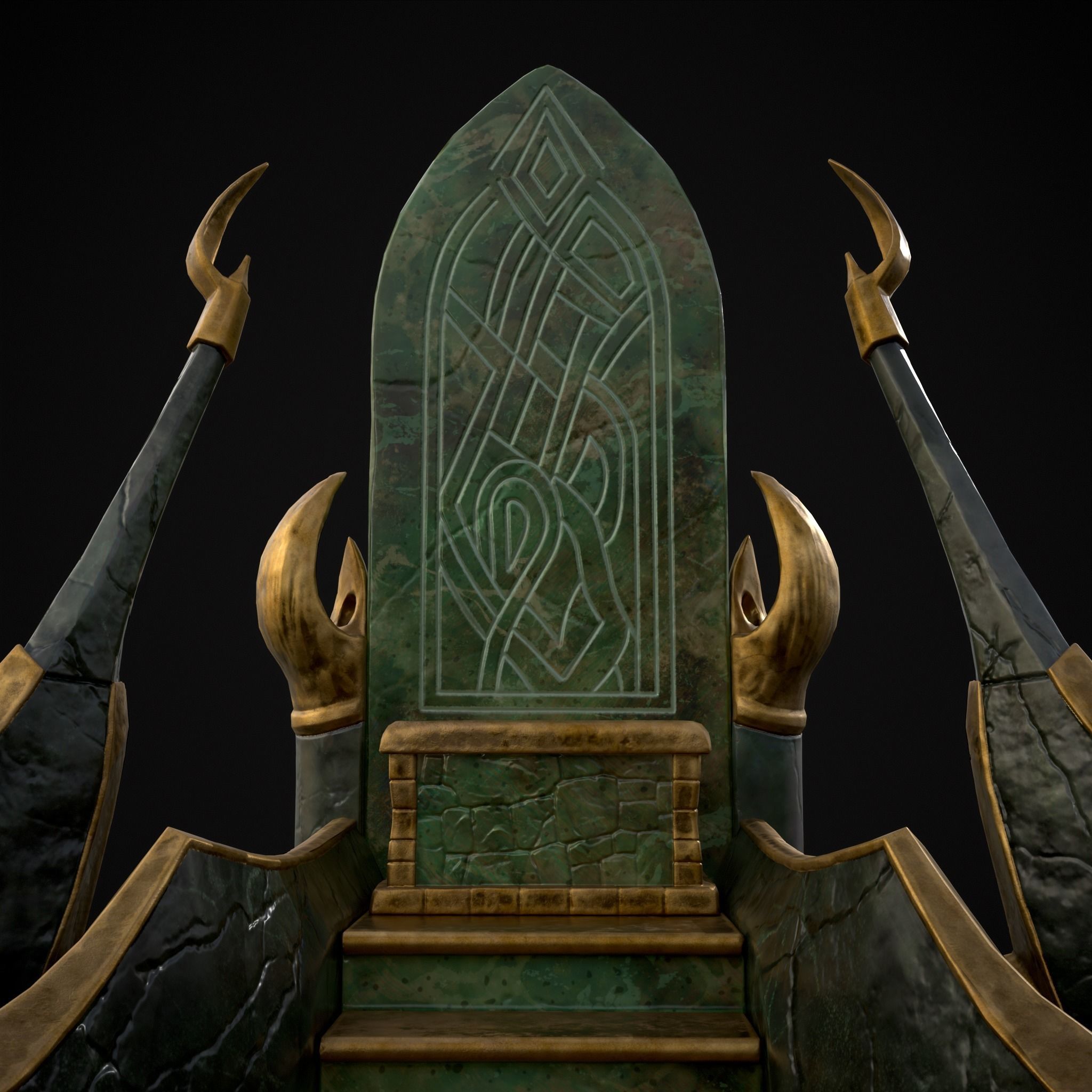 Jade Marble Throne  Low-poly 3D model_23