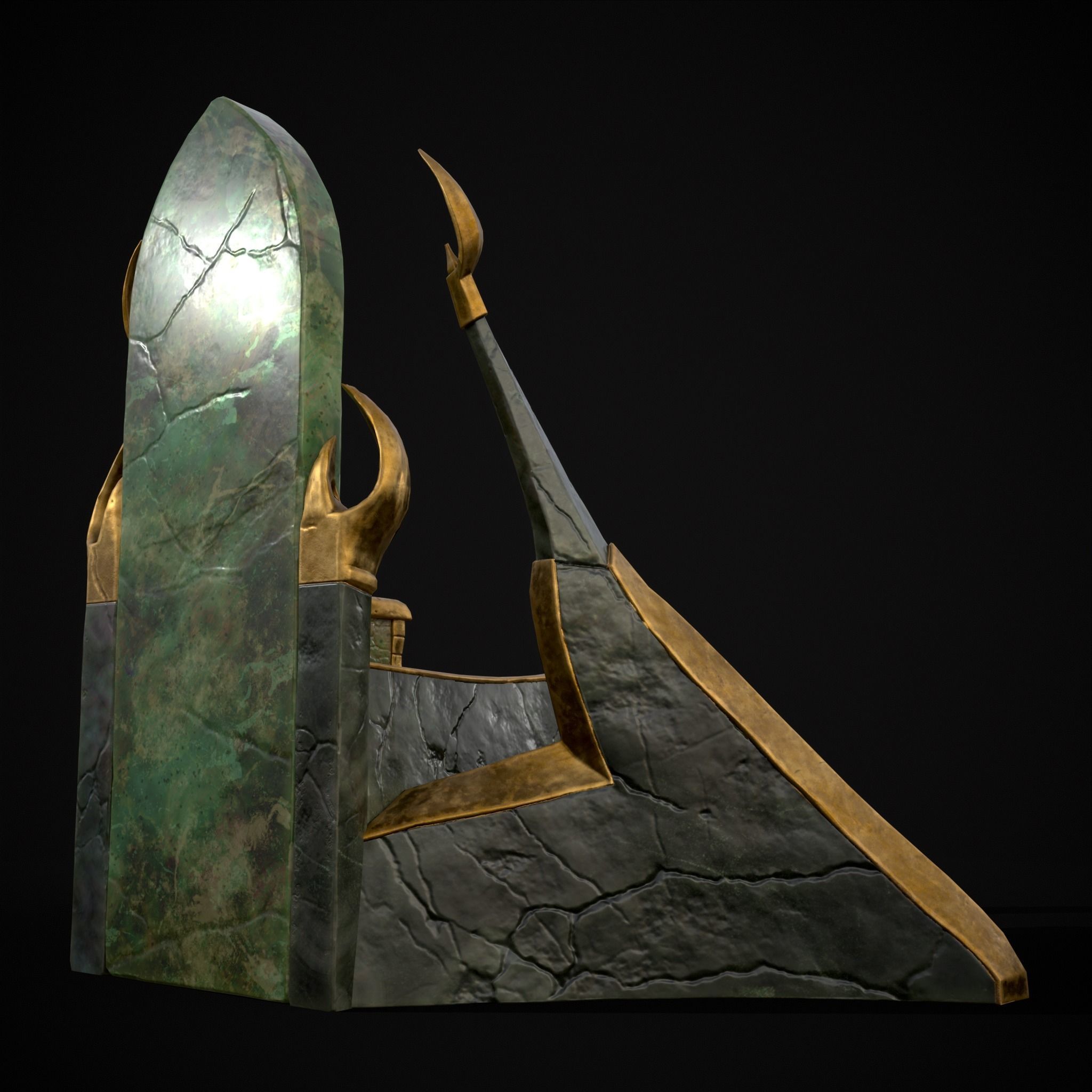 Jade Marble Throne  Low-poly 3D model_9