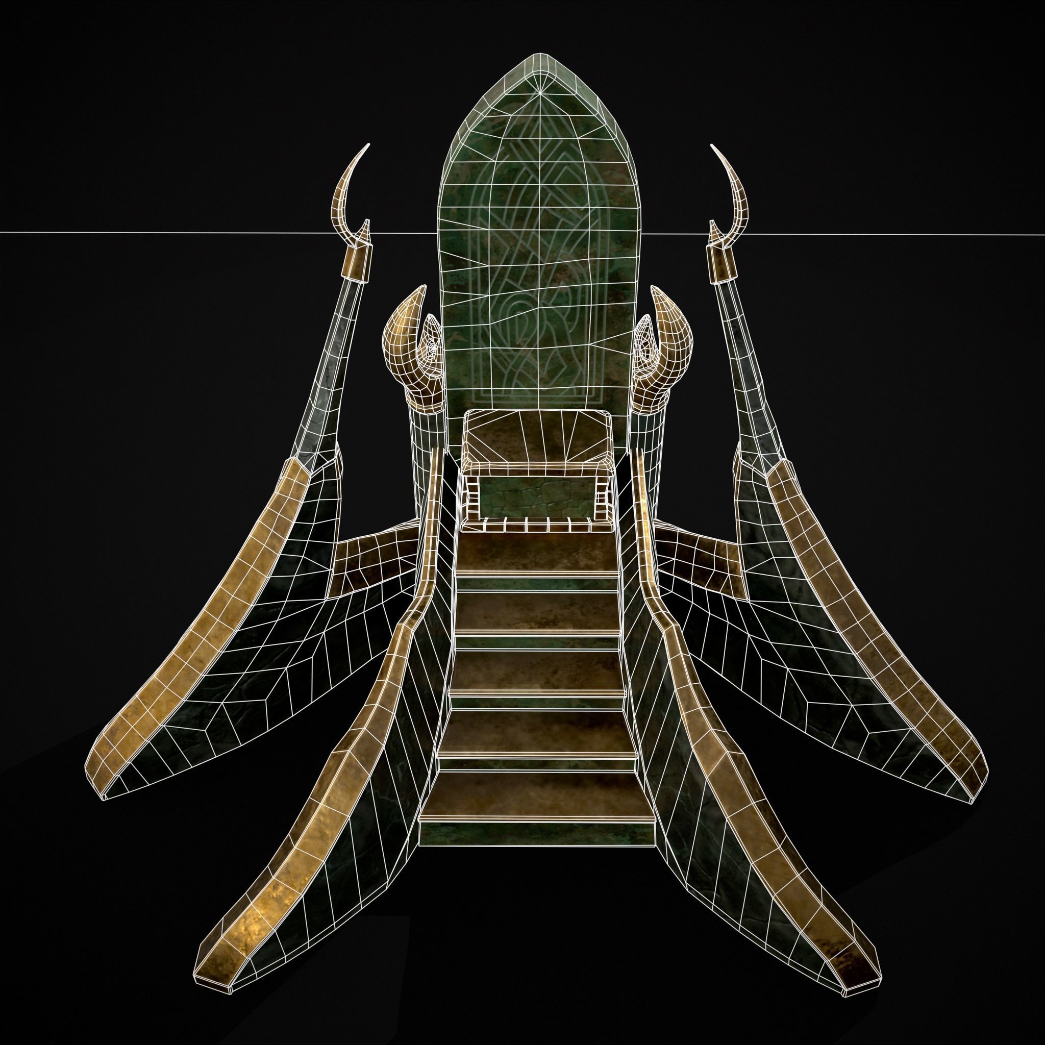 Jade Marble Throne  Low-poly 3D model_14