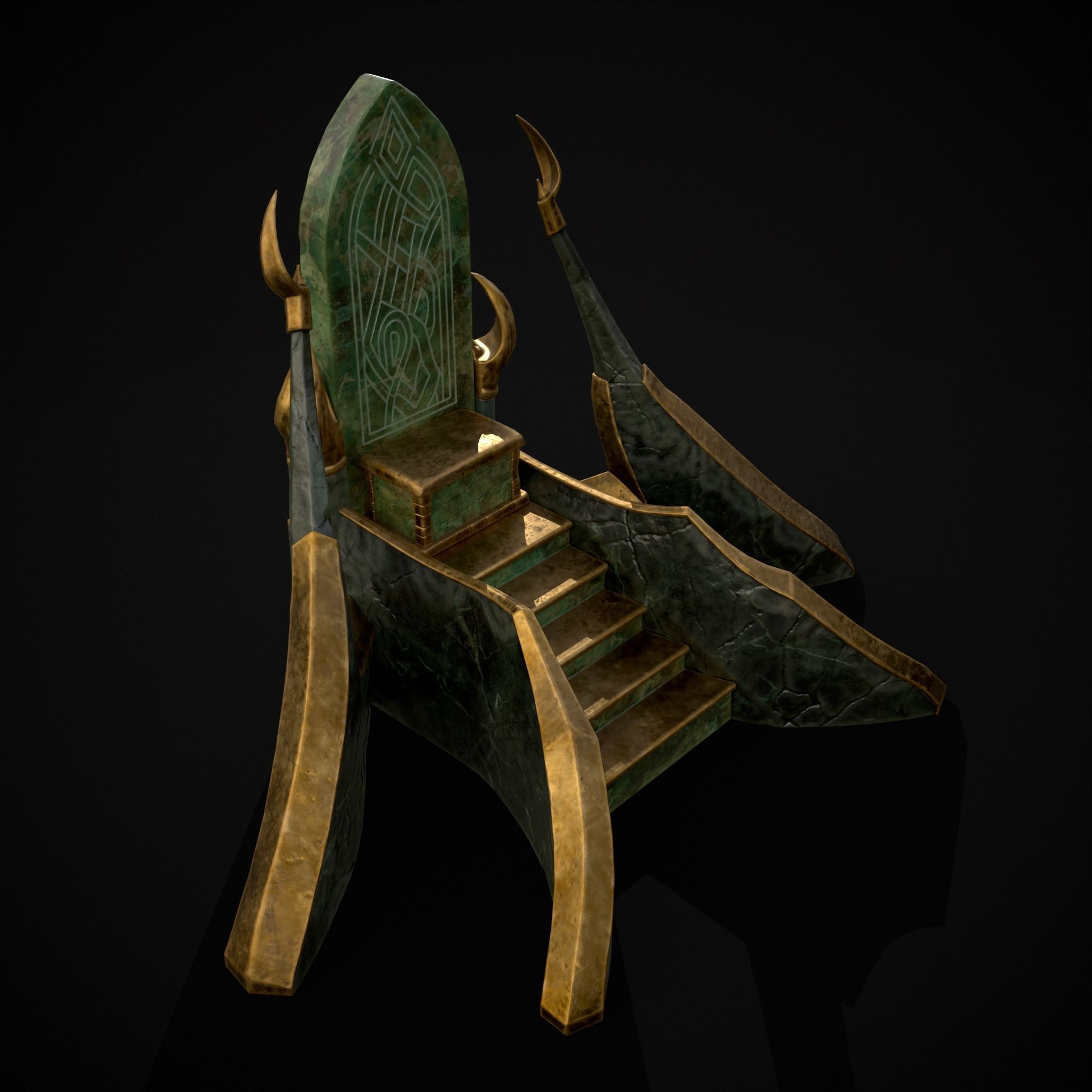 Jade Marble Throne  Low-poly 3D model_15