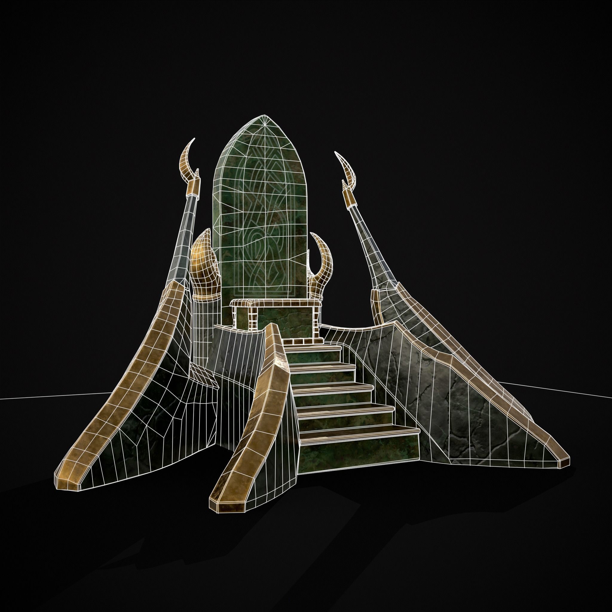 Jade Marble Throne  Low-poly 3D model_2