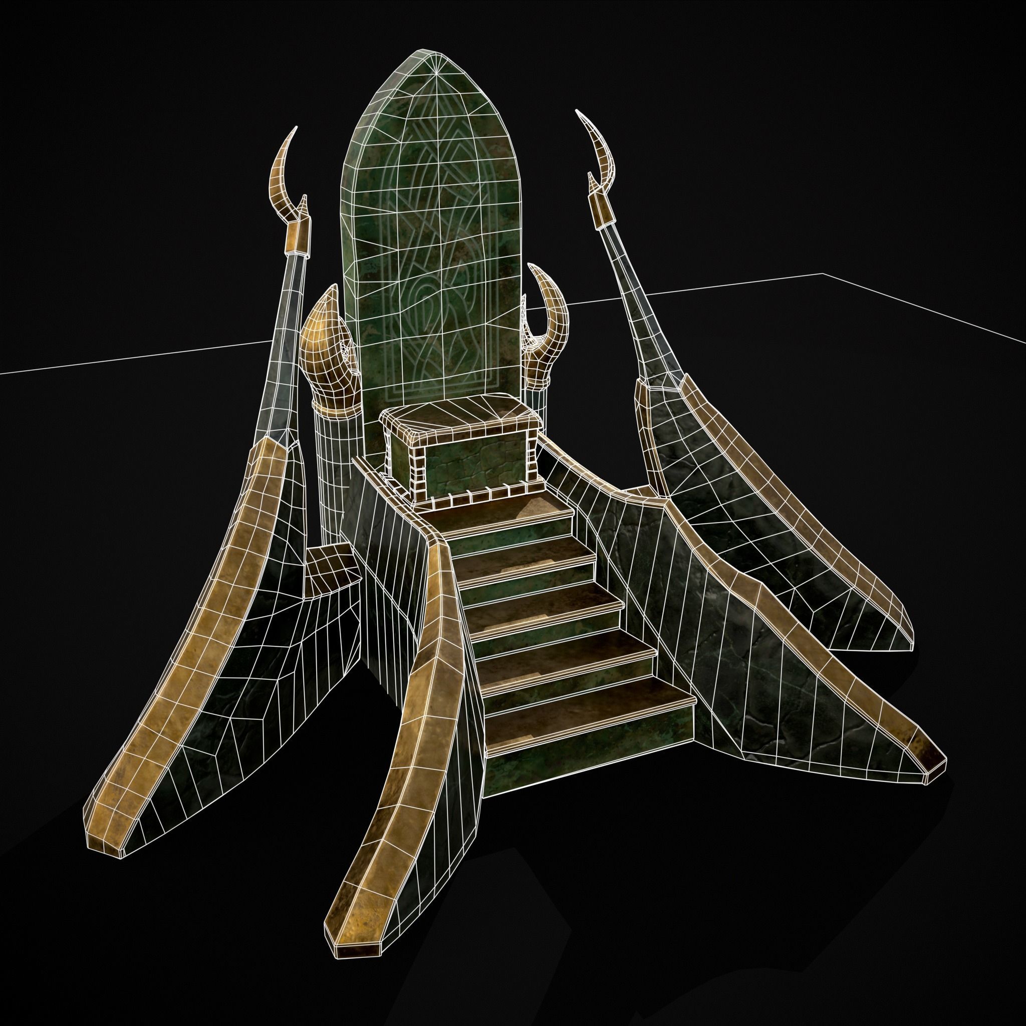 Jade Marble Throne  Low-poly 3D model_40
