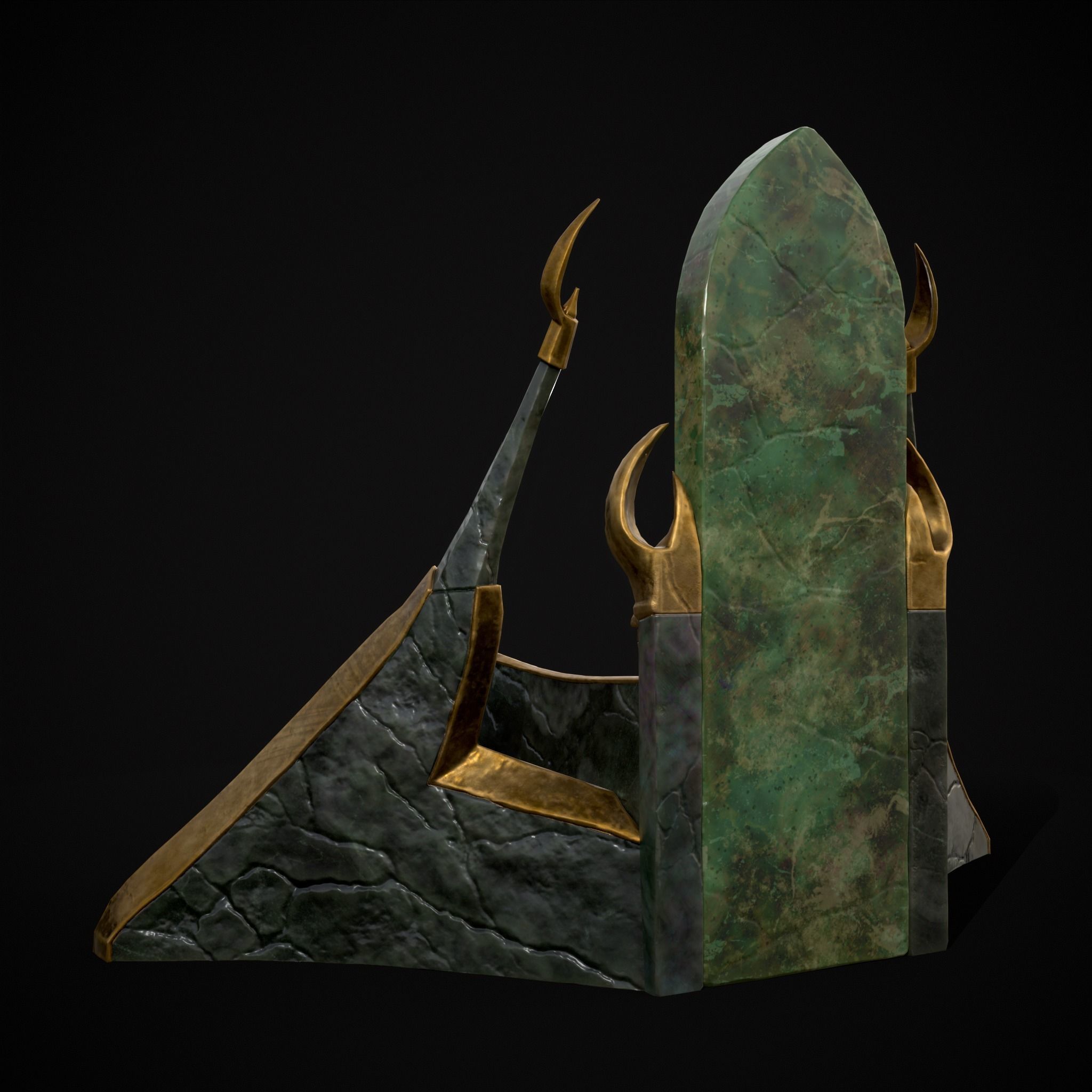 Jade Marble Throne  Low-poly 3D model_7