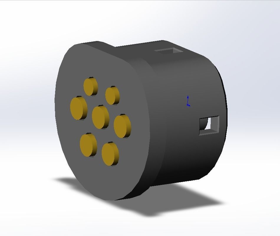 Type2 MENNEKES vehicle connector up to 480V 63A 3ph or 70A 1ph 3D print model_1