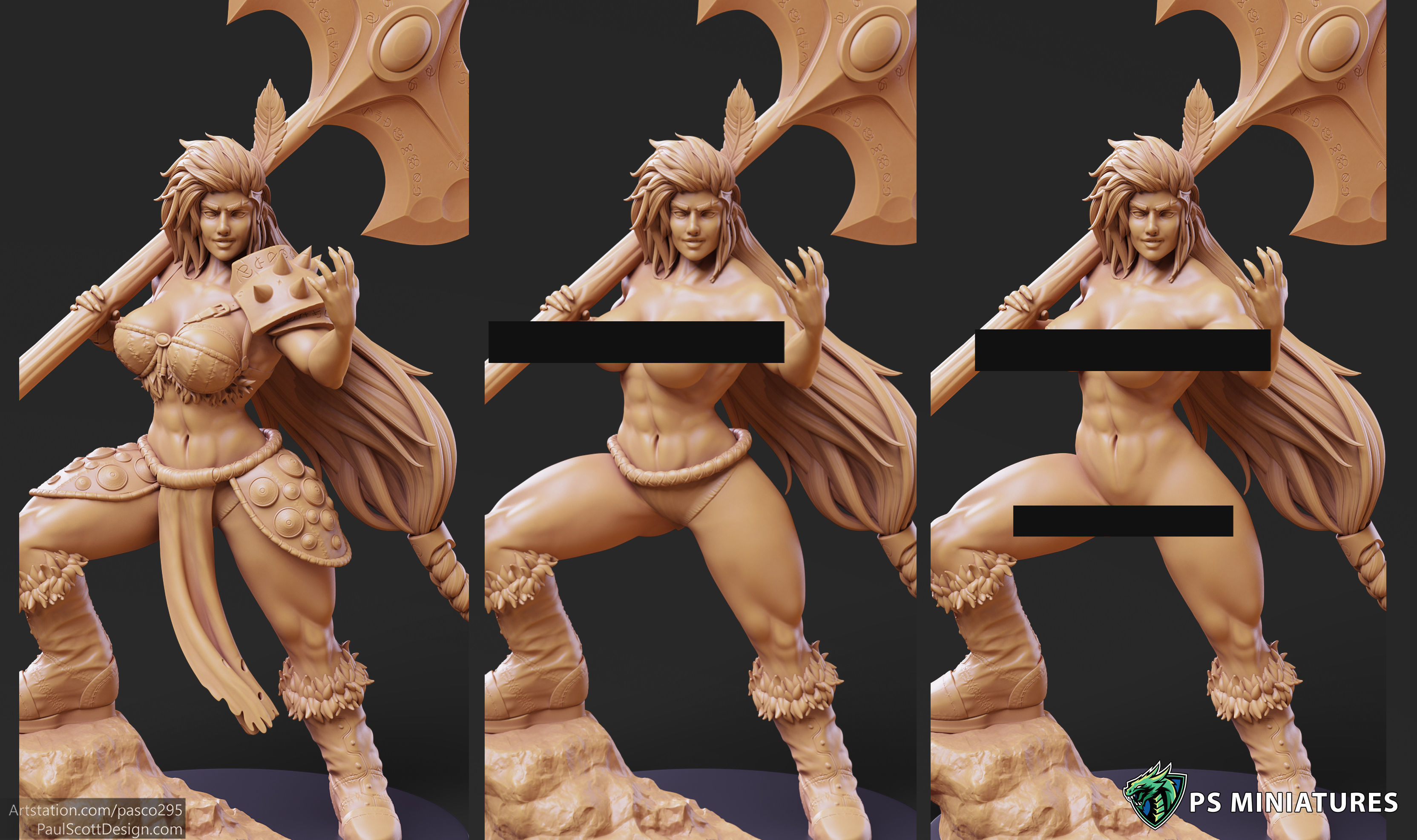 Barbarian Battlemaster Pose 3 3D print model_1