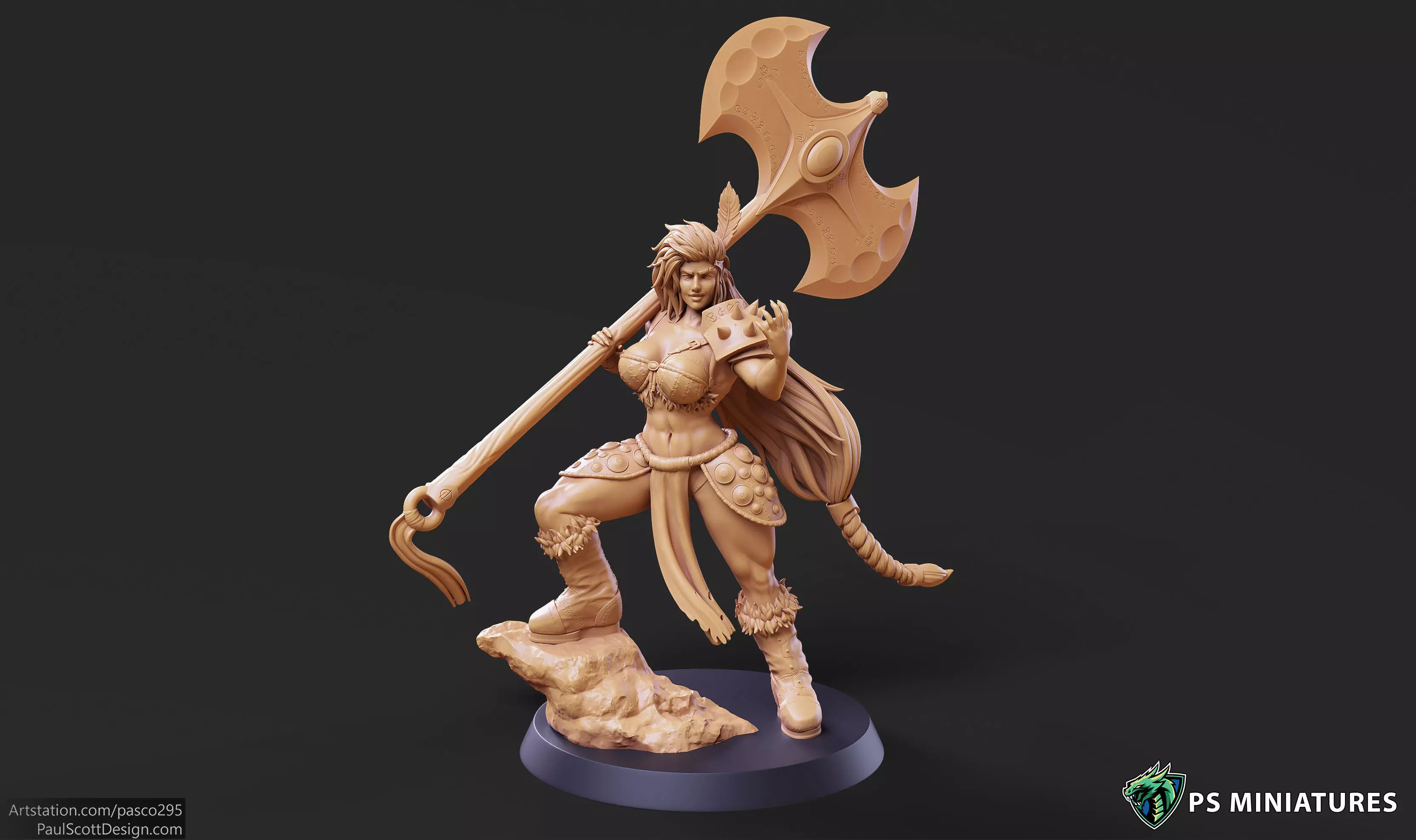 Barbarian Battlemaster Pose 3 3D print model_0
