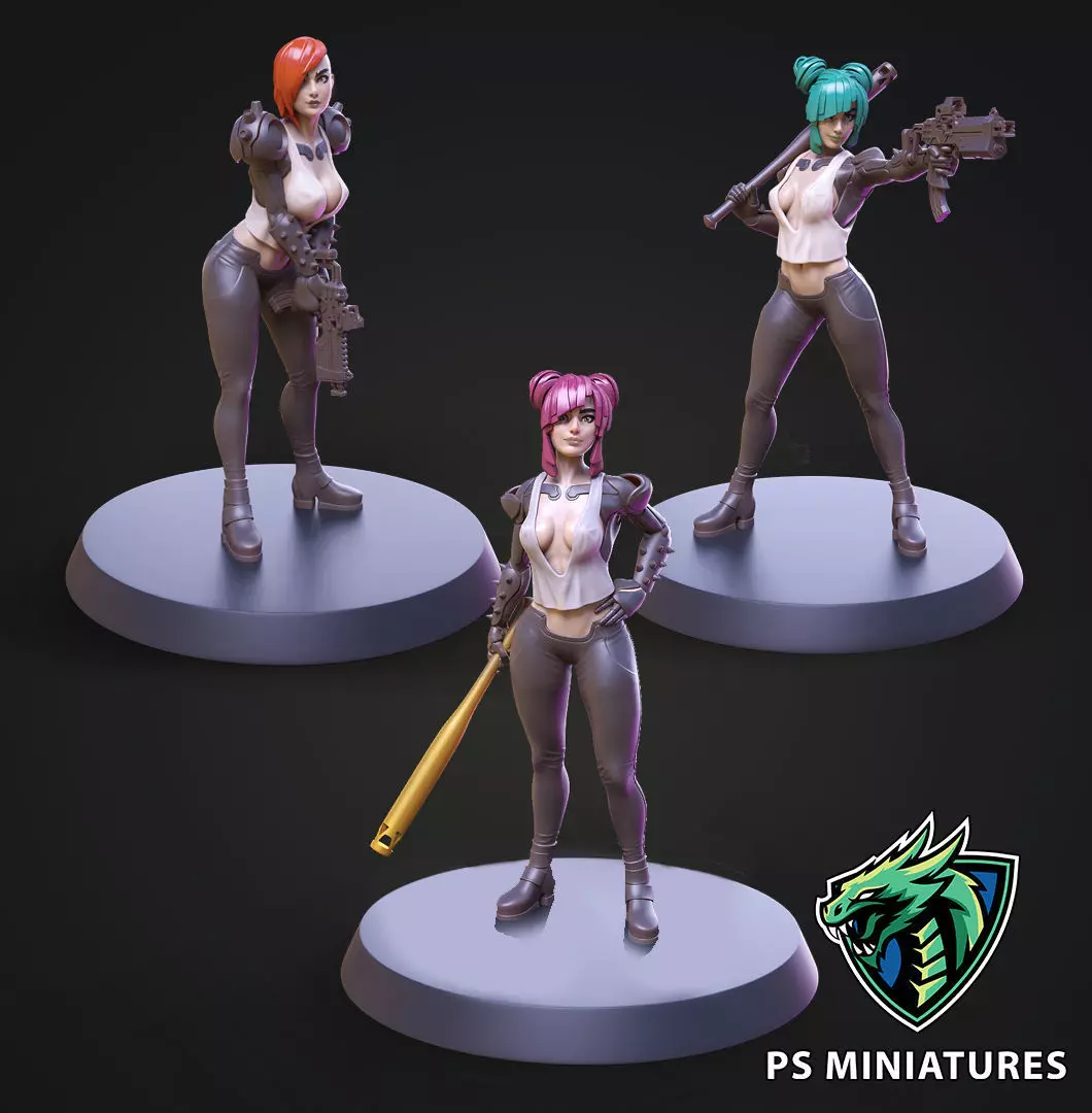 Cyberpunk Scrapper Girl Bundle 3D print model