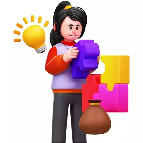 Girl Thinking Strategy 3D Icon