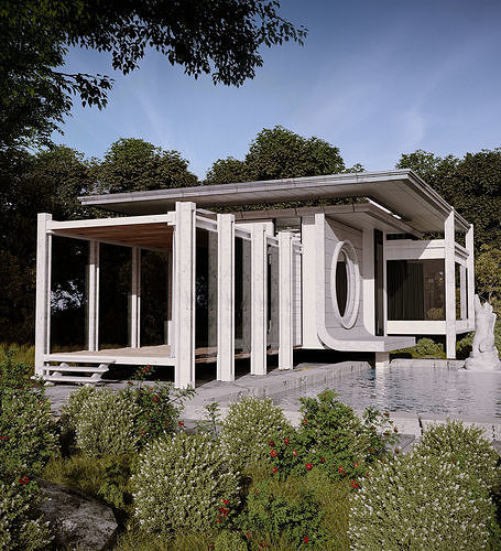 Casa Blanca Exterior Scene 3D model 2