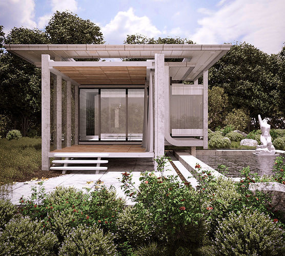 Casa Blanca Exterior Scene 3D model 4