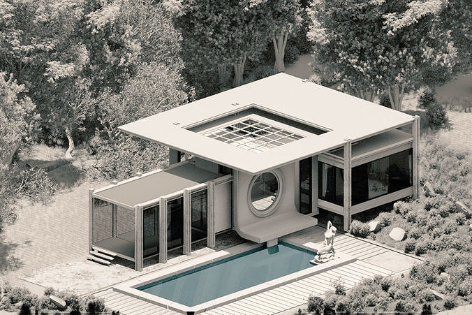 Casa Blanca Exterior Scene 3D model 5