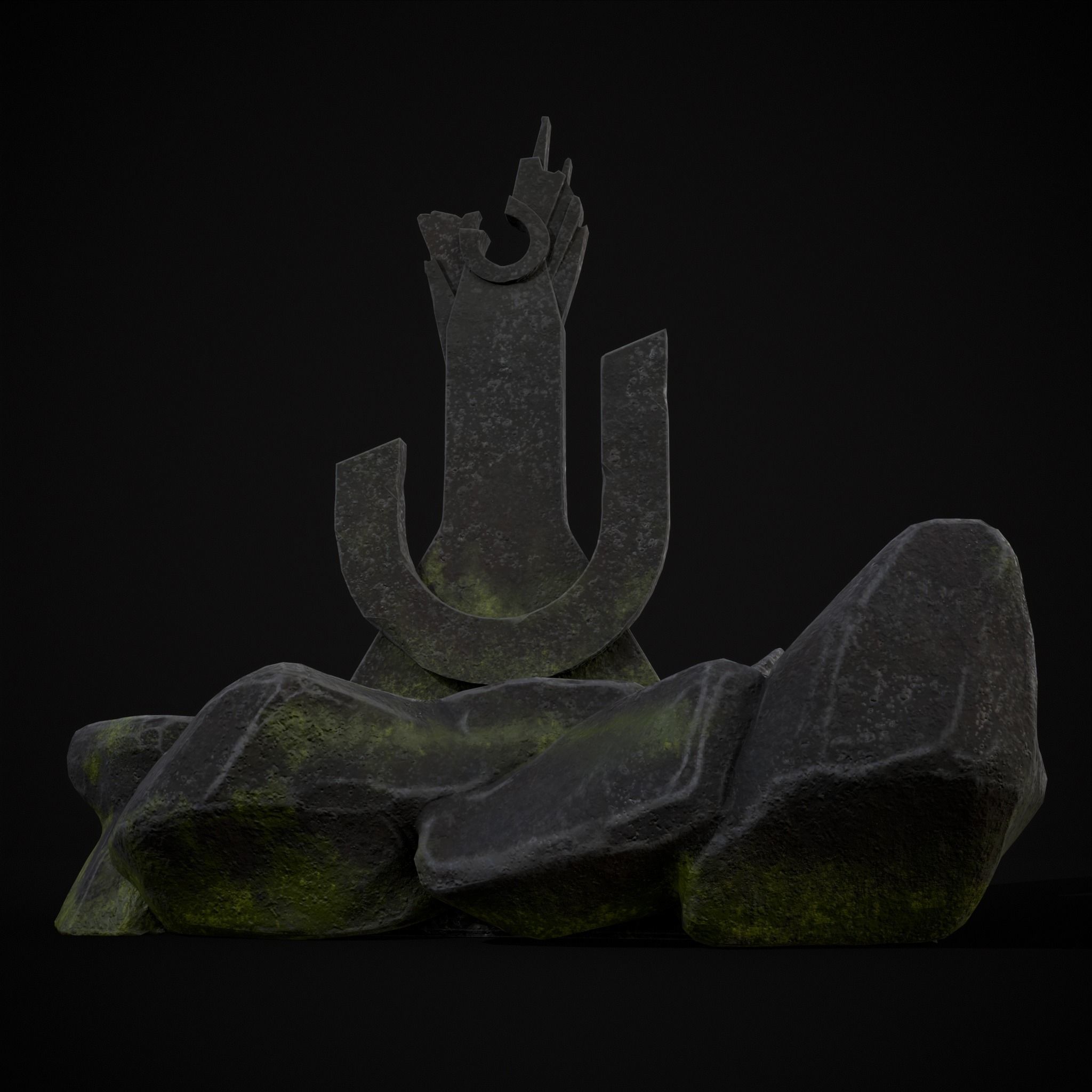 Ancient Medieval Stone Throne Low-poly 3D model_19