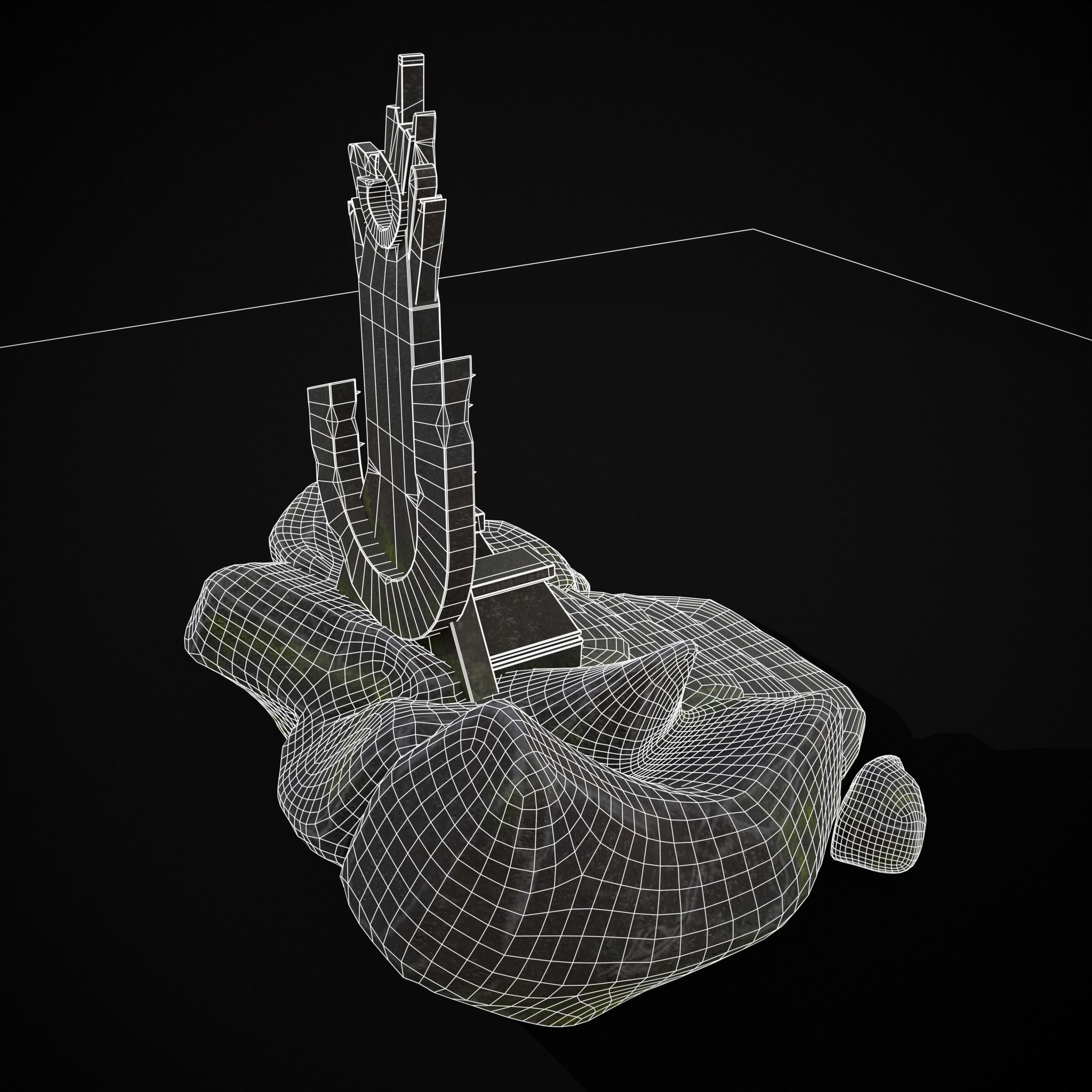 Ancient Medieval Stone Throne Low-poly 3D model_8