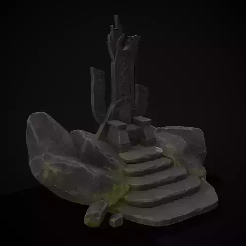 Ancient Medieval Stone Throne Low-poly 3D model