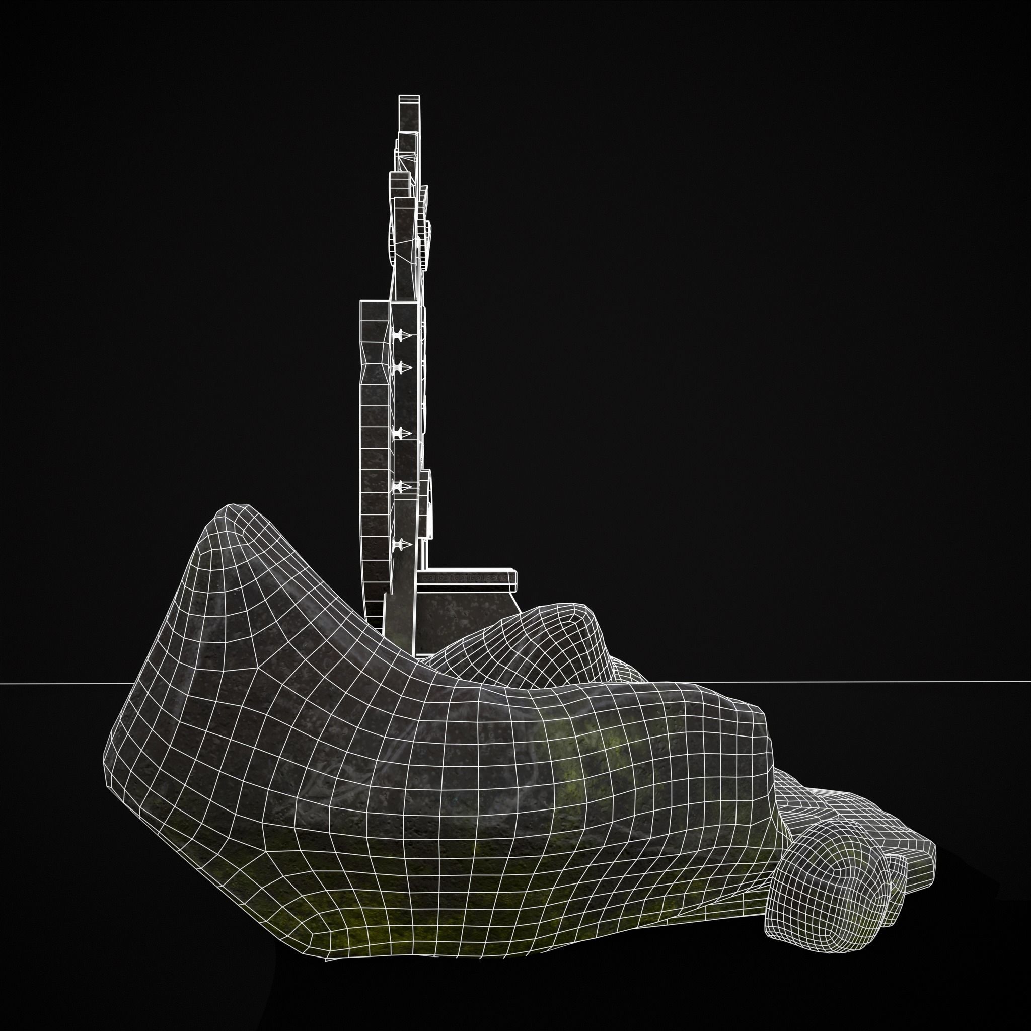 Ancient Medieval Stone Throne Low-poly 3D model_22