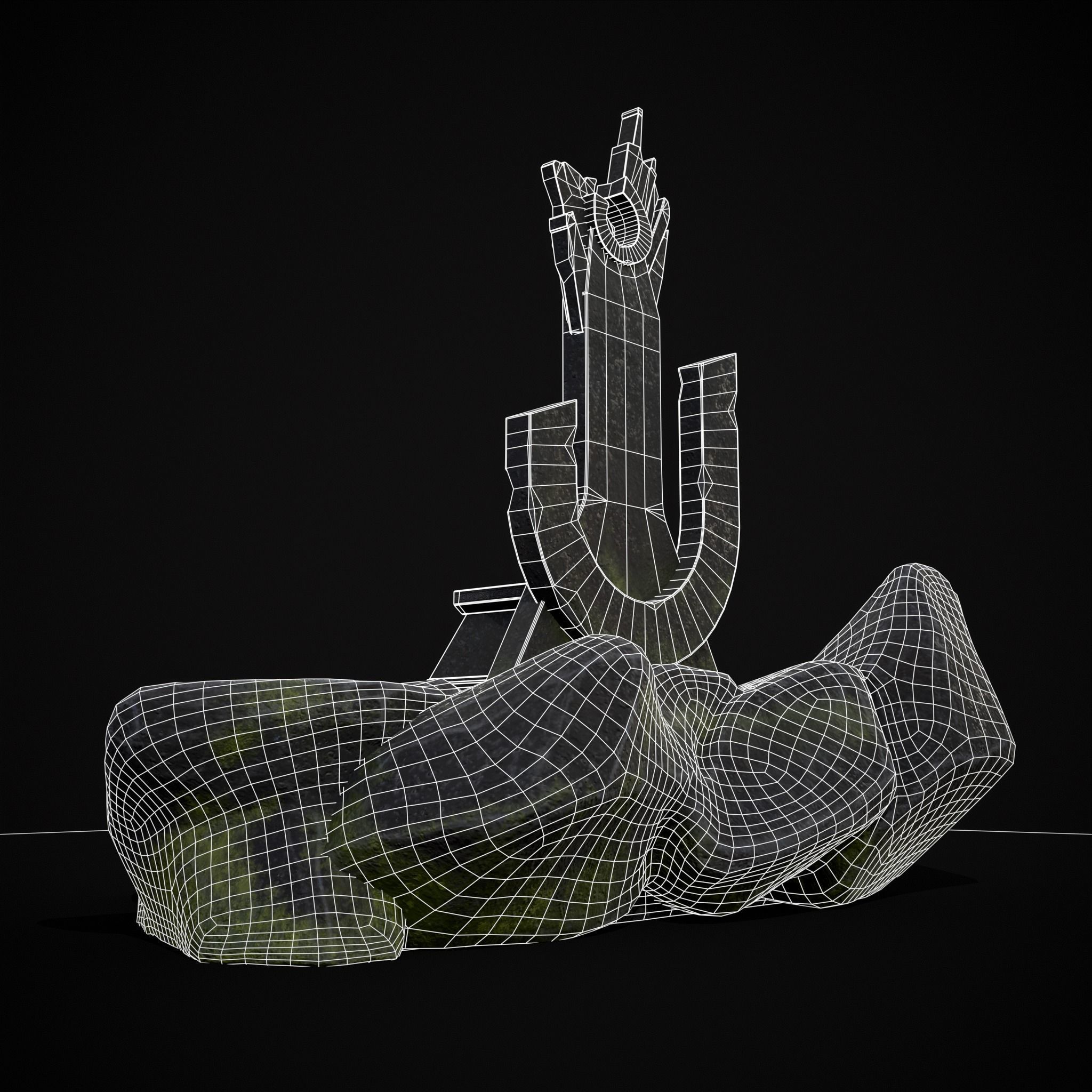 Ancient Medieval Stone Throne Low-poly 3D model_10