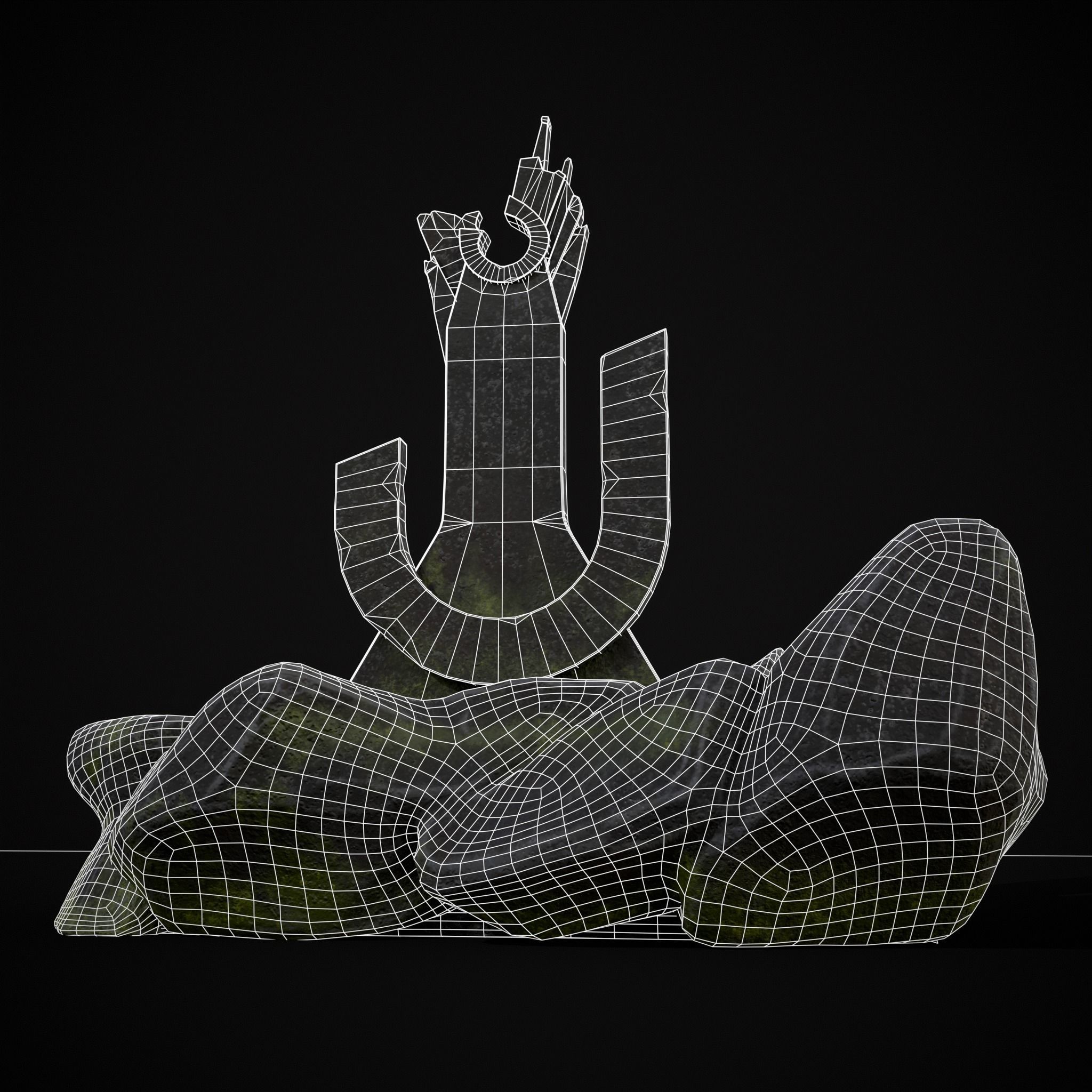 Ancient Medieval Stone Throne Low-poly 3D model_20