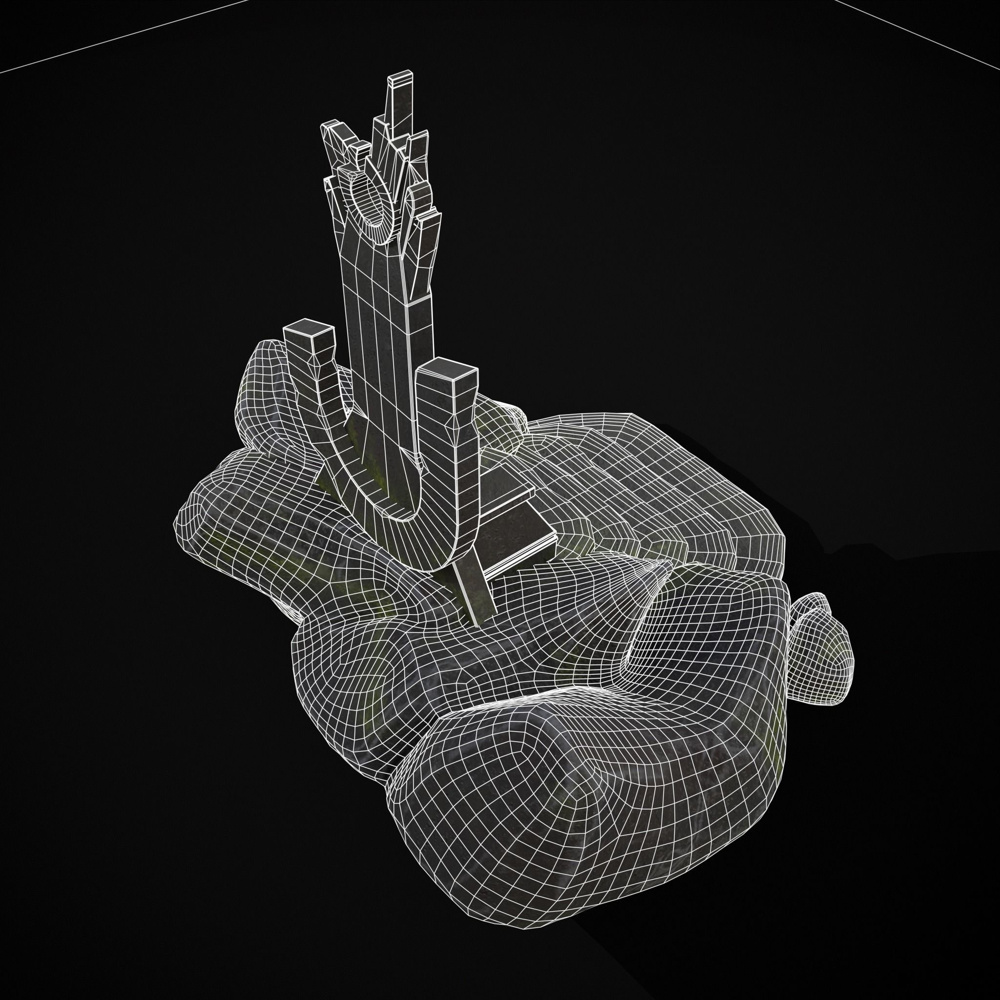 Ancient Medieval Stone Throne Low-poly 3D model_36