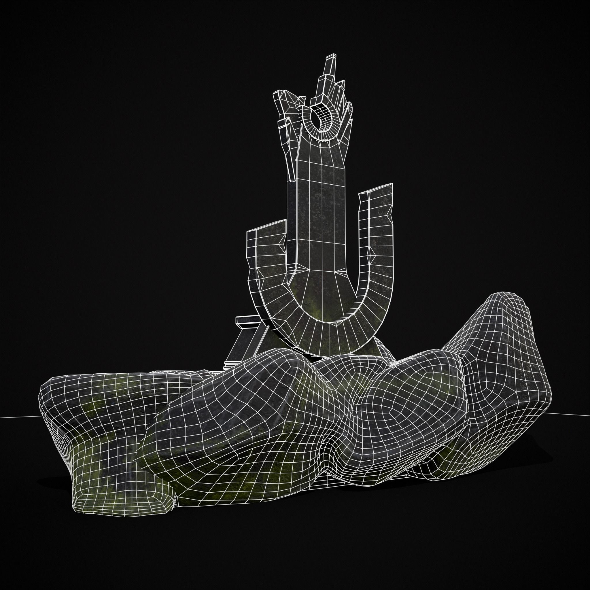 Ancient Medieval Stone Throne Low-poly 3D model_6