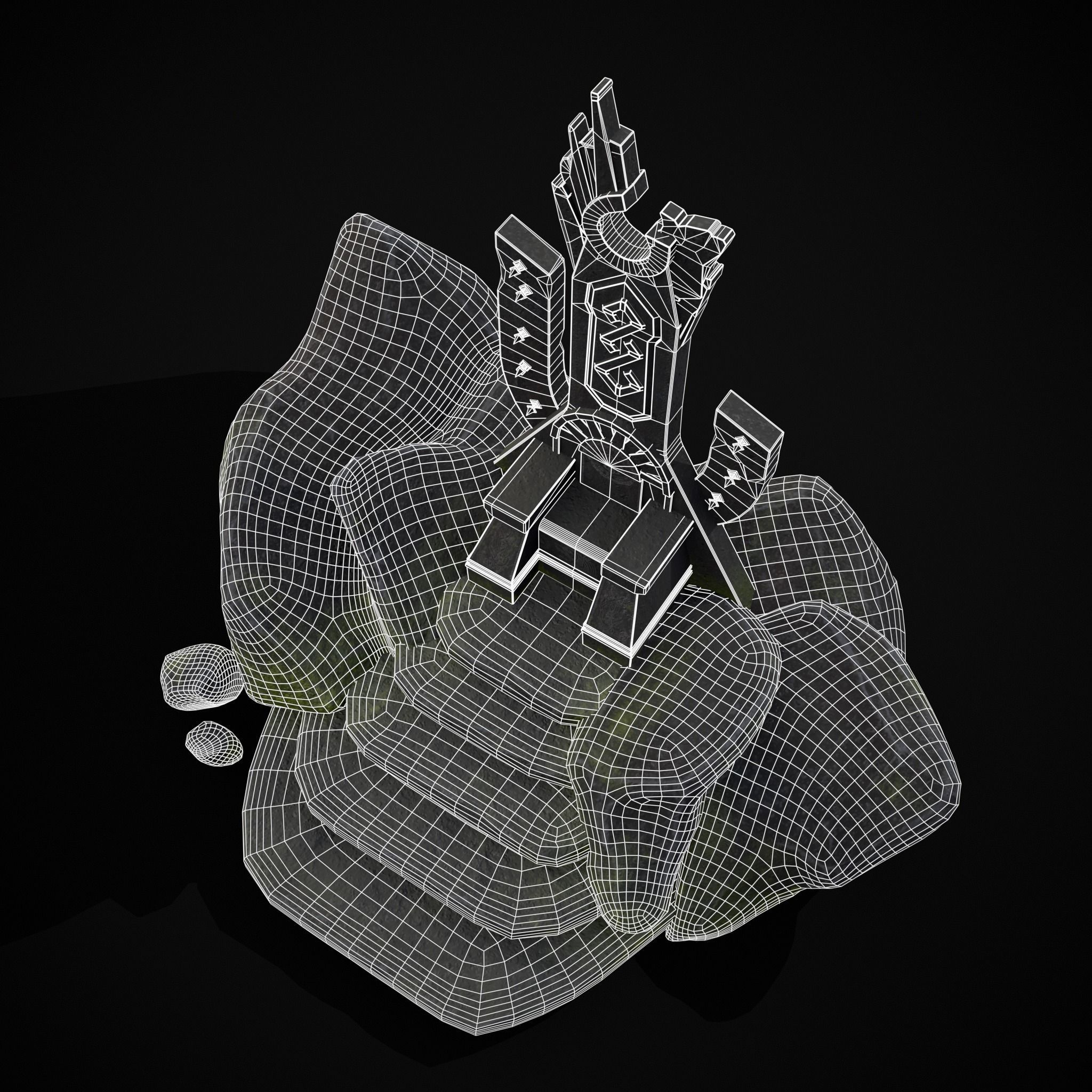 Ancient Medieval Stone Throne Low-poly 3D model_26