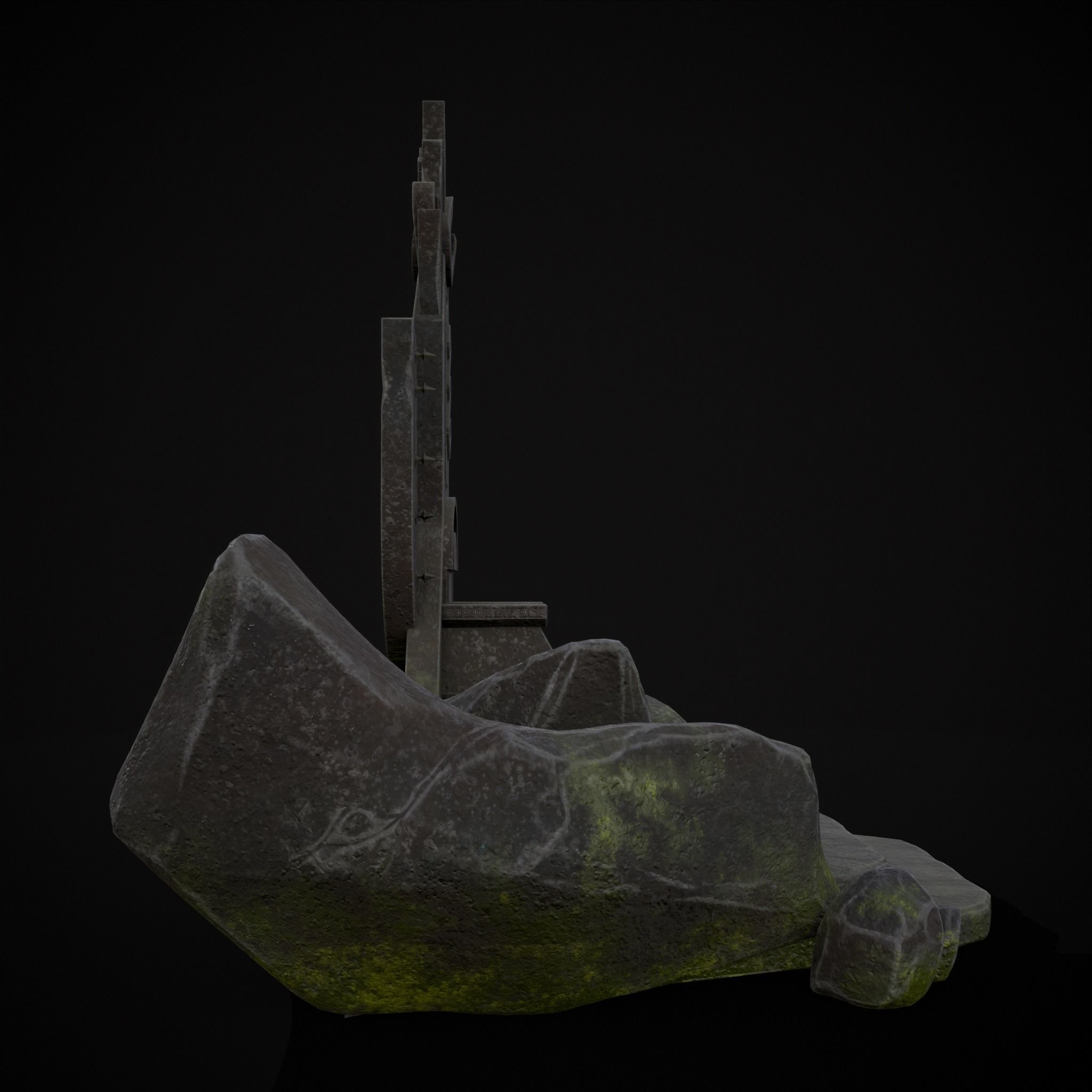 Ancient Medieval Stone Throne Low-poly 3D model_21