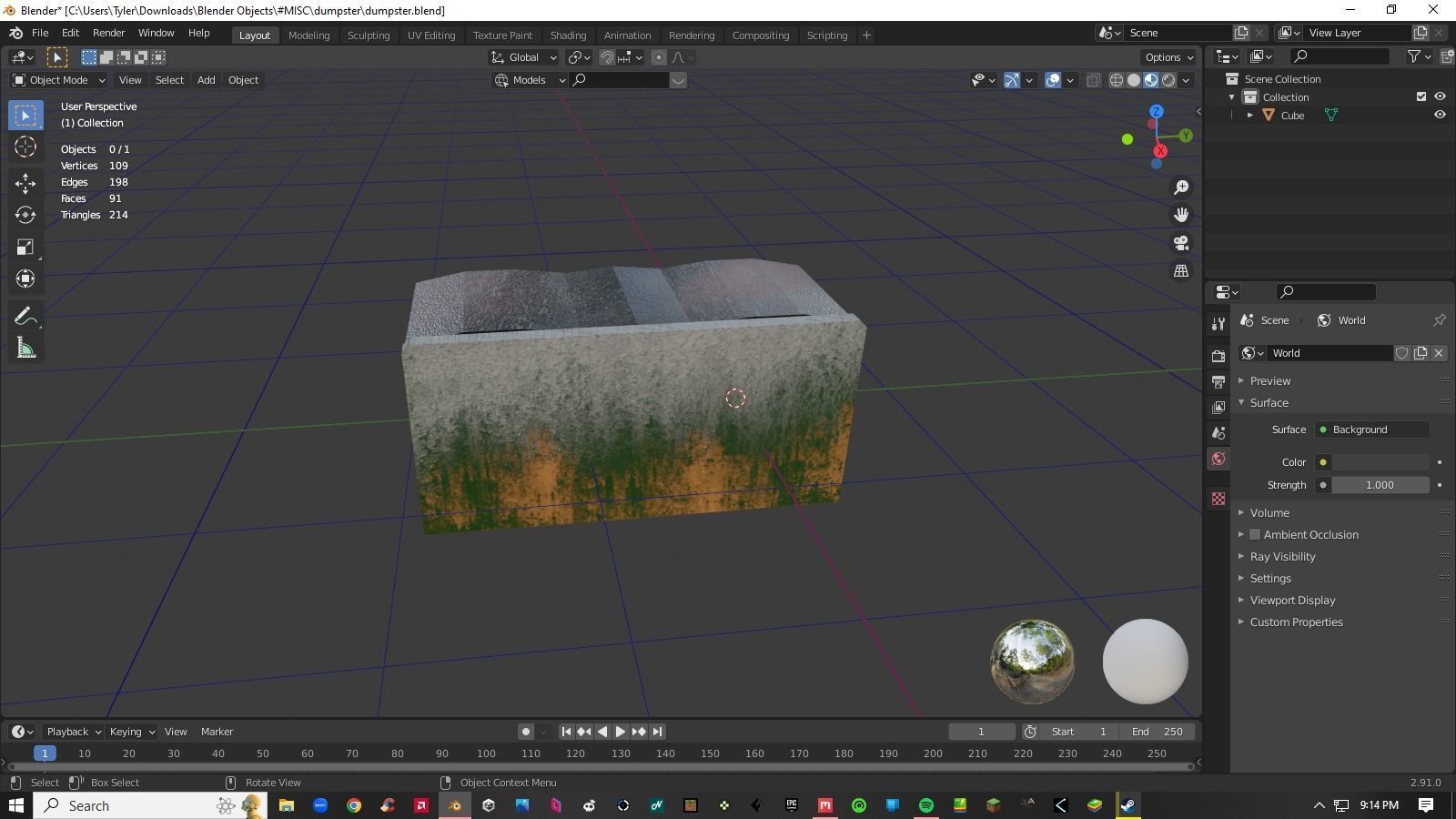 Decayed Container Dumpster Box Low-poly 3D model_17