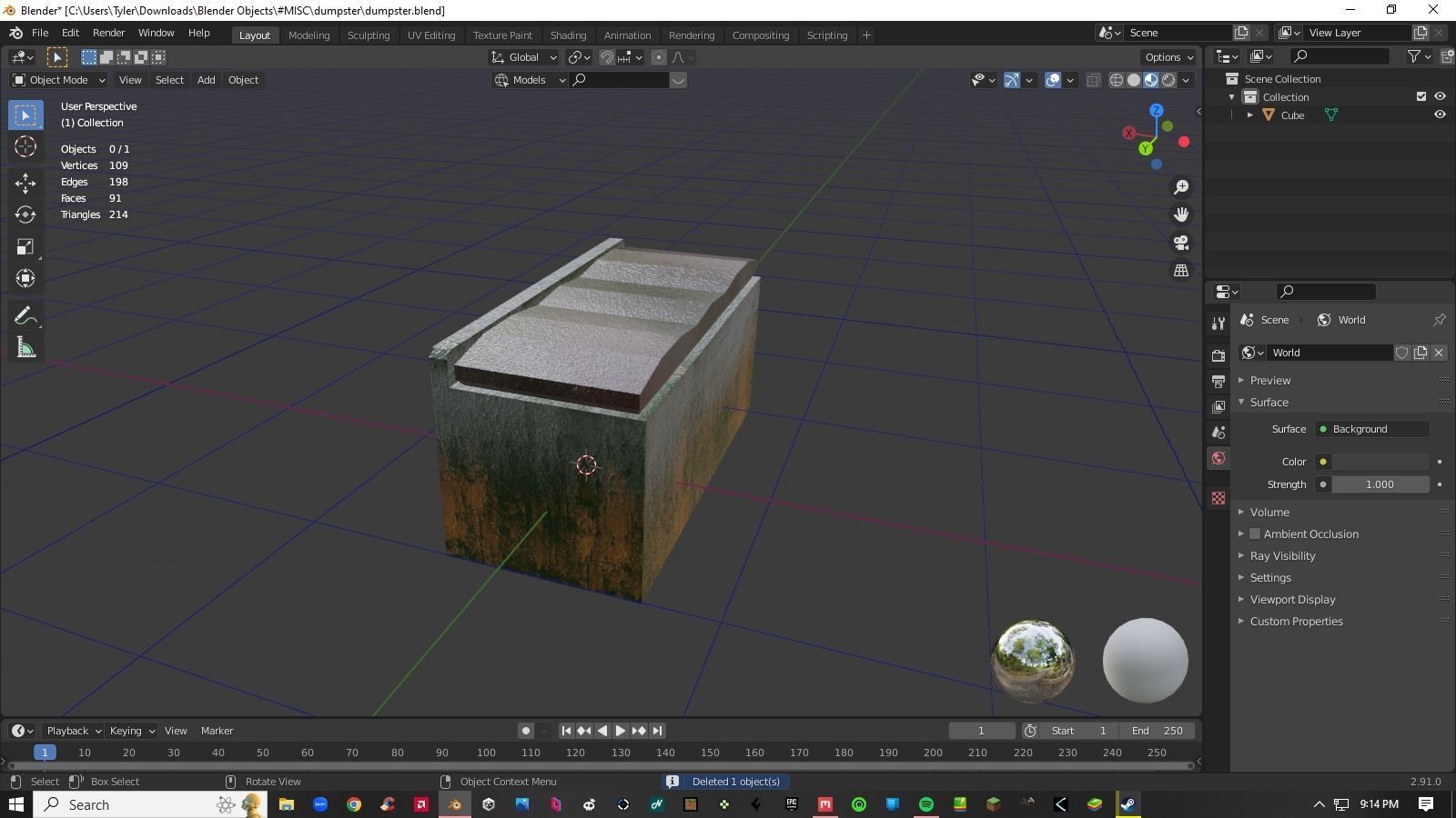 Decayed Container Dumpster Box Low-poly 3D model_15