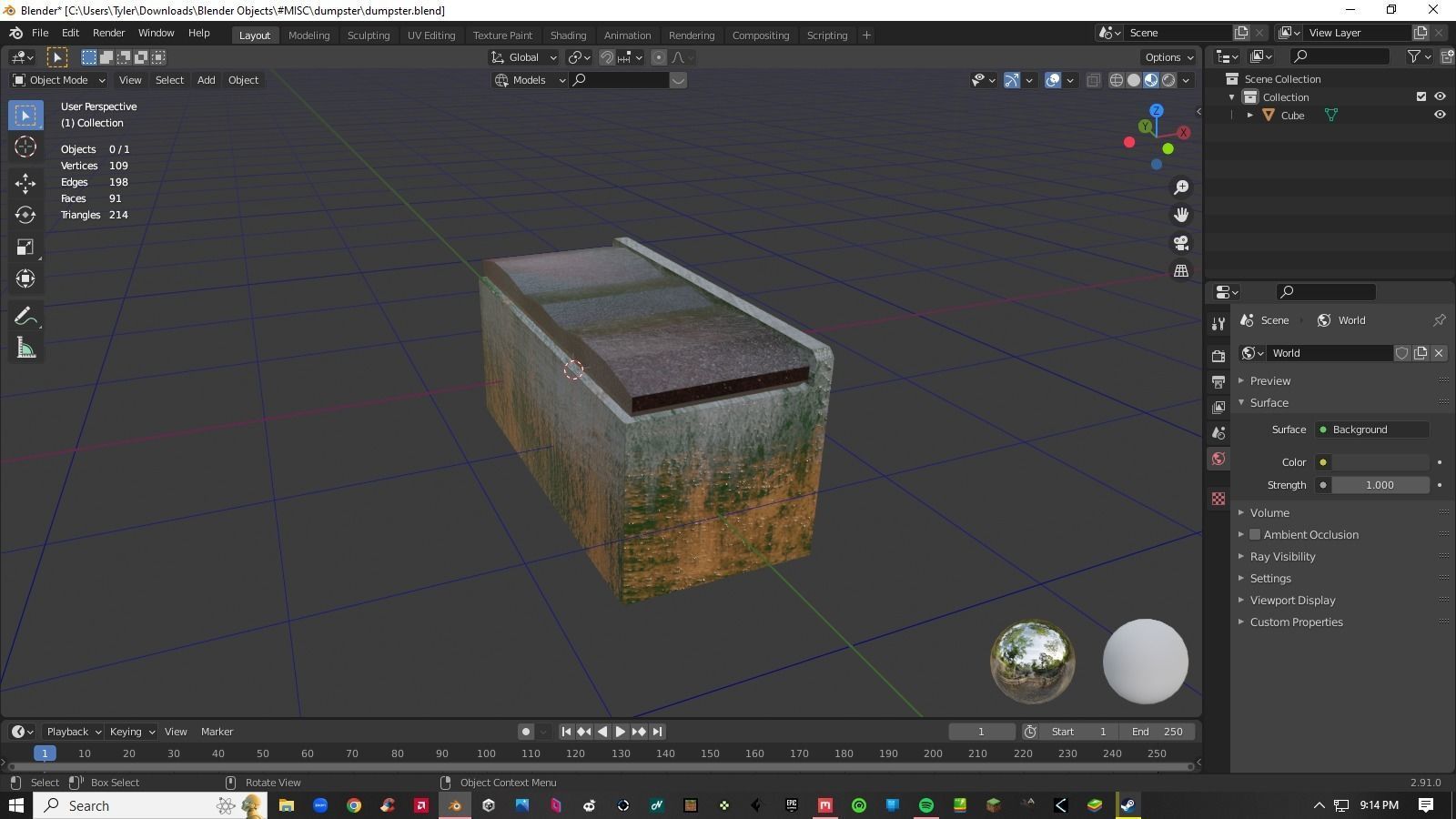 Decayed Container Dumpster Box Low-poly 3D model_16