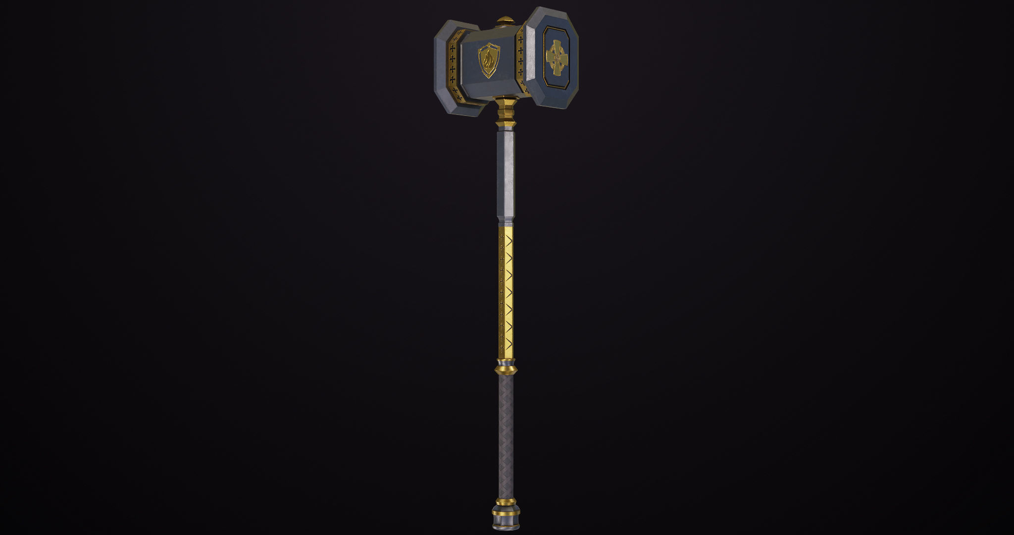 Battle Hammer 06 All PBR Unity UE Textures Included Low-poly 3D model_5
