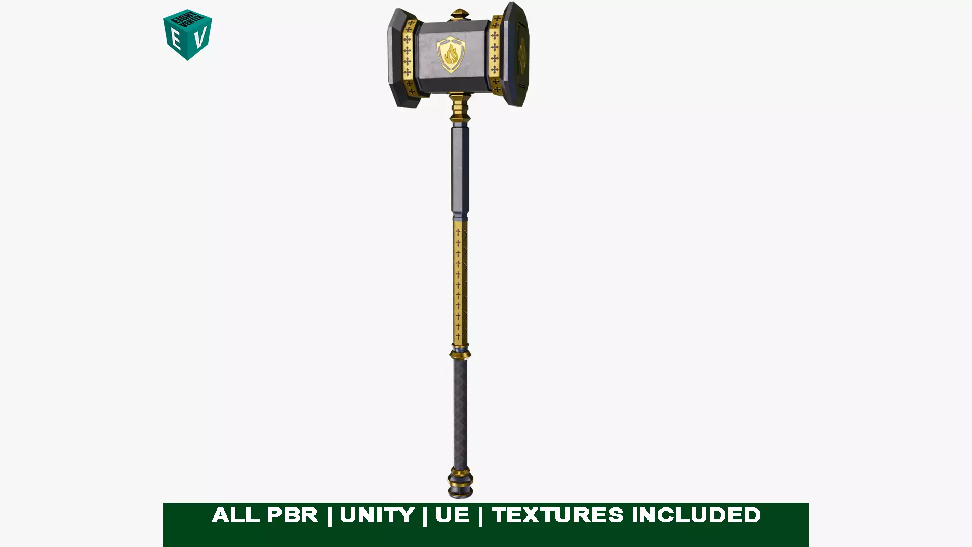 Battle Hammer 06 All PBR Unity UE Textures Included Low-poly 3D model_0