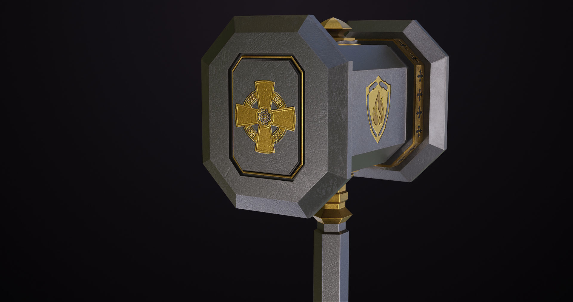 Battle Hammer 06 All PBR Unity UE Textures Included Low-poly 3D model_12