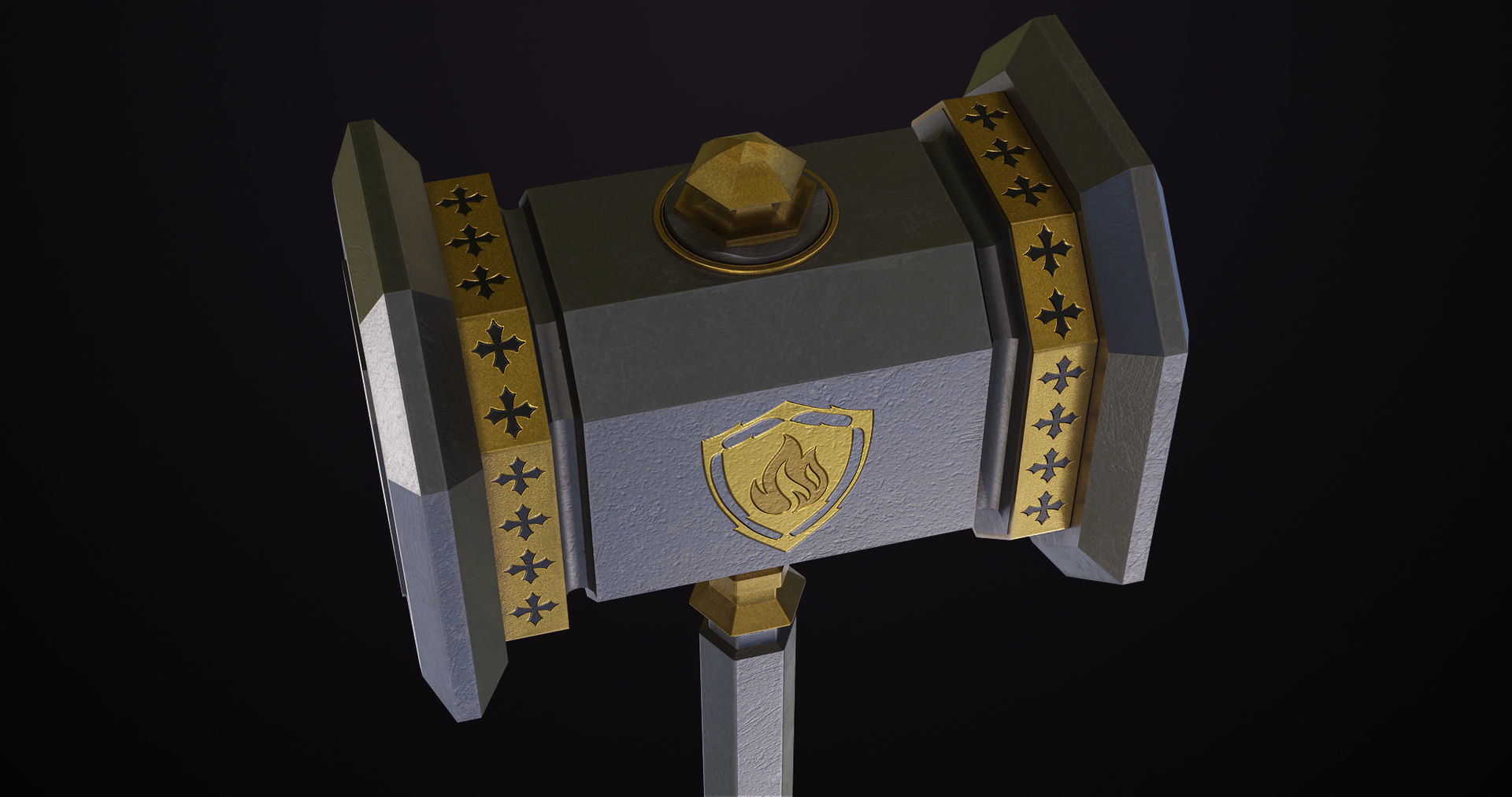 Battle Hammer 06 All PBR Unity UE Textures Included Low-poly 3D model_13