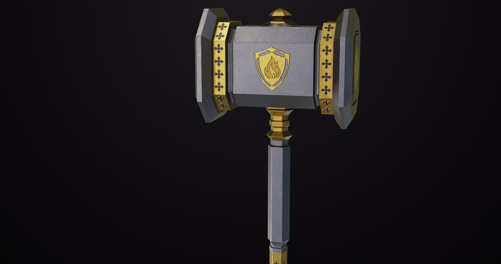 Battle Hammer 06 All PBR Unity UE Textures Included Low-poly 3D model_8