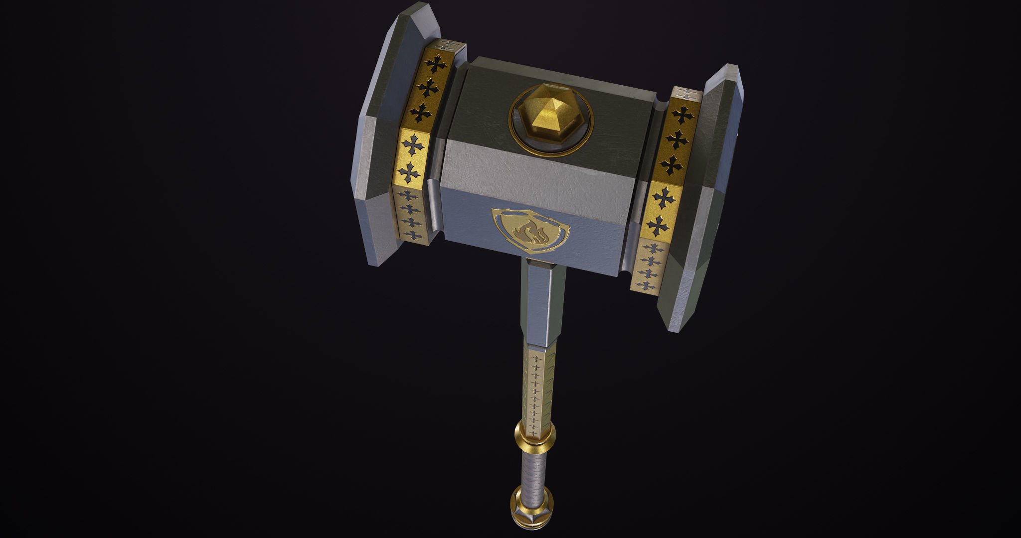Battle Hammer 06 All PBR Unity UE Textures Included Low-poly 3D model_6