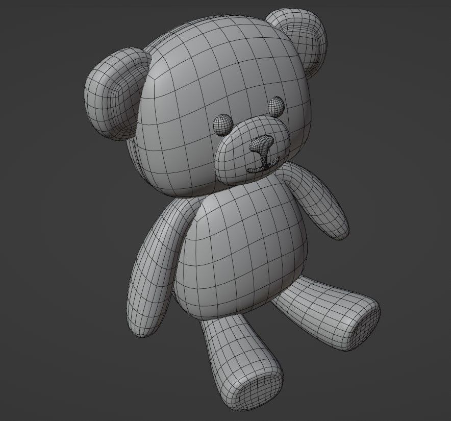 teddy bear toy lowpoly Low-poly 3D model_3