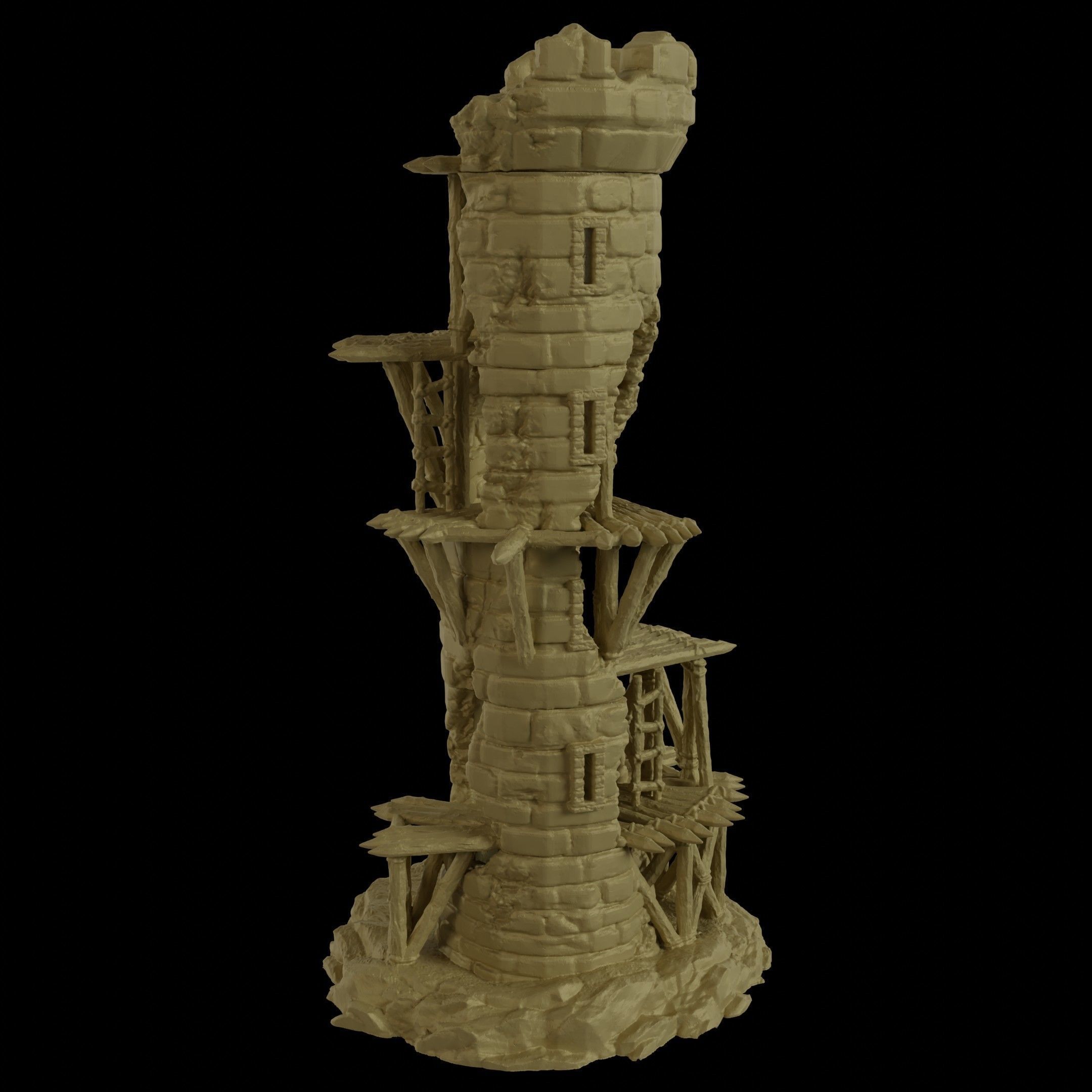 Corrupted Lookout Tower Tabletop Terrain 28 MM 3D print model_2
