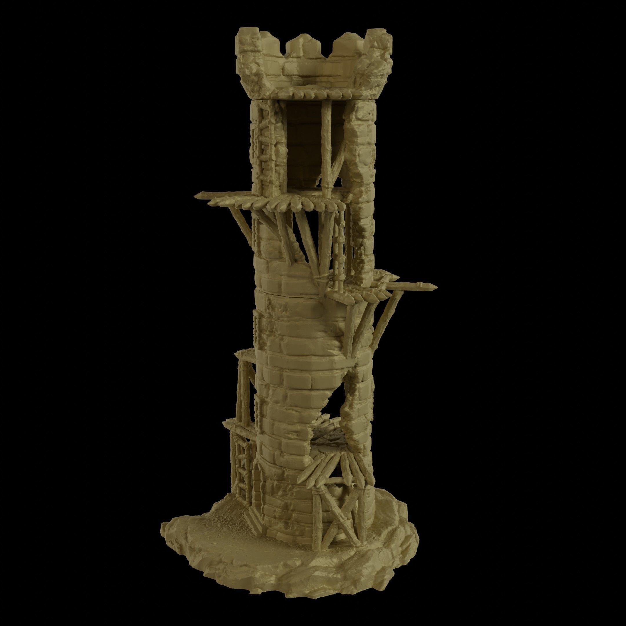 Corrupted Lookout Tower Tabletop Terrain 28 MM 3D print model_3