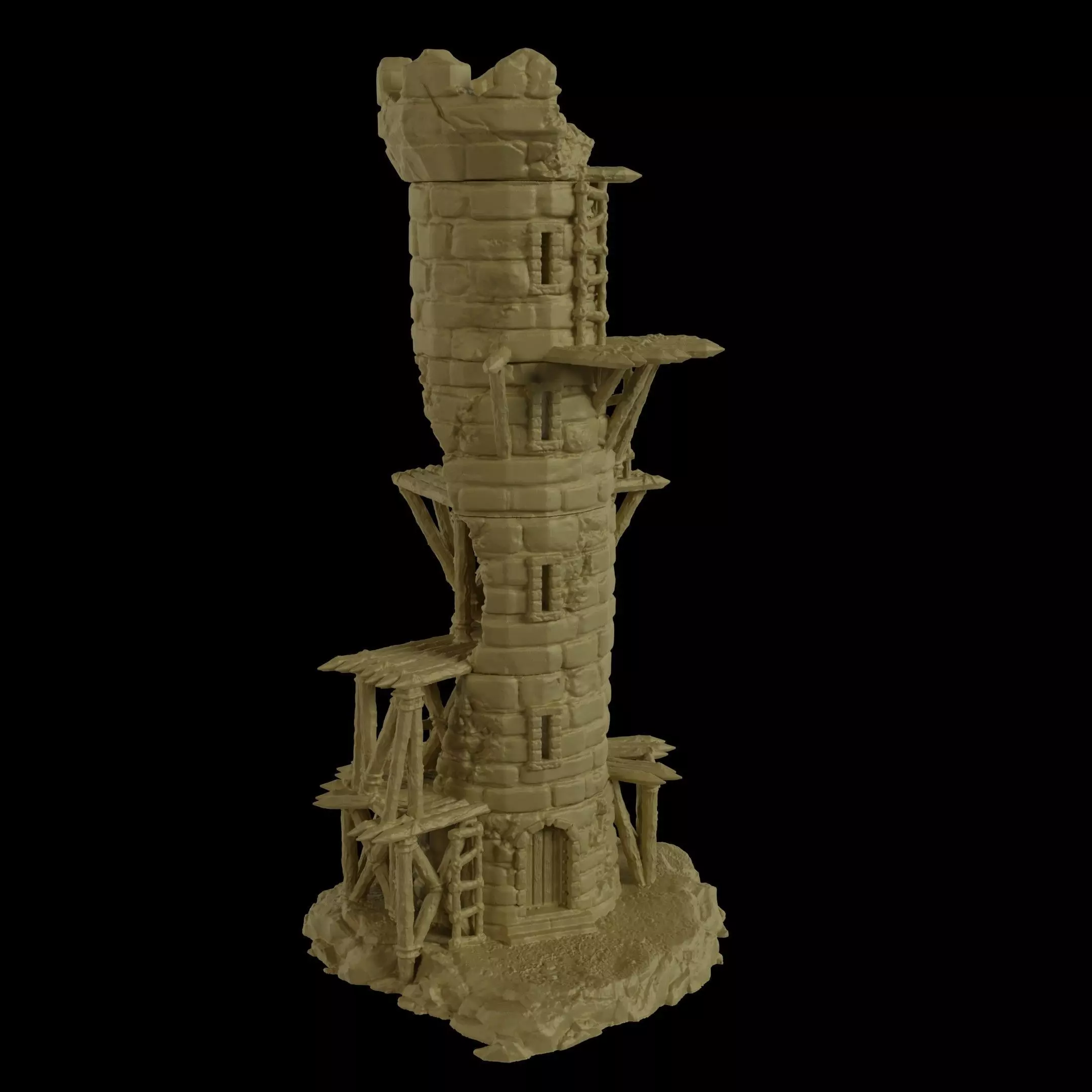 Corrupted Lookout Tower Tabletop Terrain 28 MM 3D print model_0