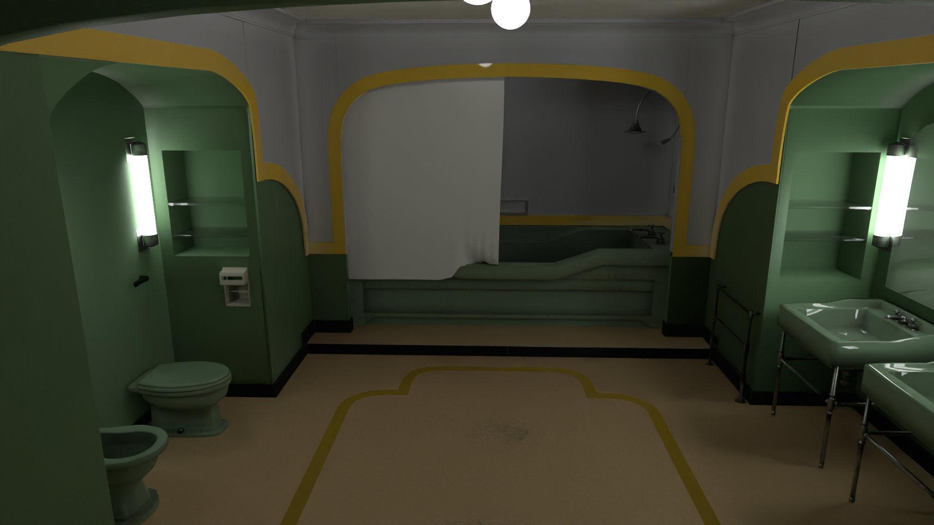 The Shining Green Bathroom Room 237 Low-poly 3D model_5