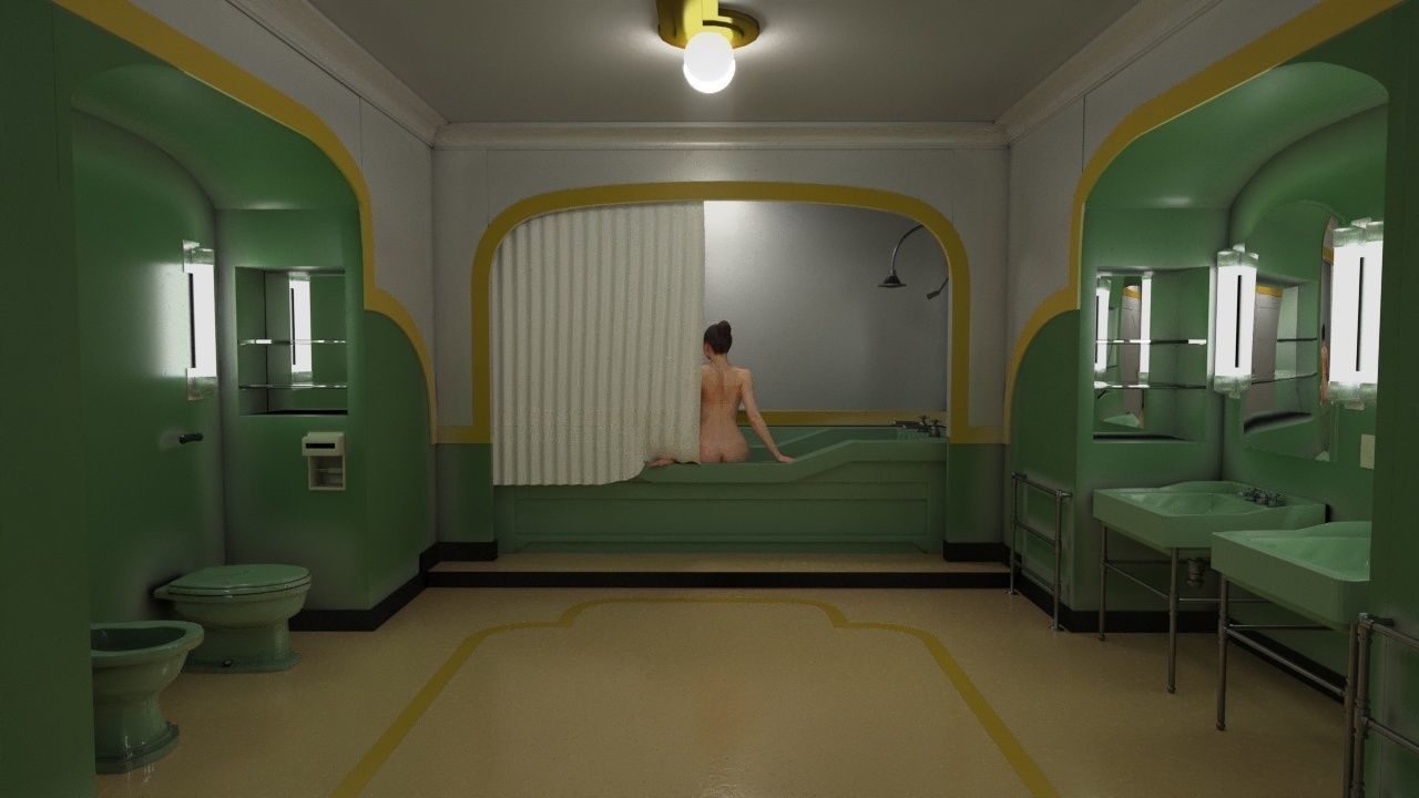 The Shining Green Bathroom Room 237 Low-poly 3D model_0
