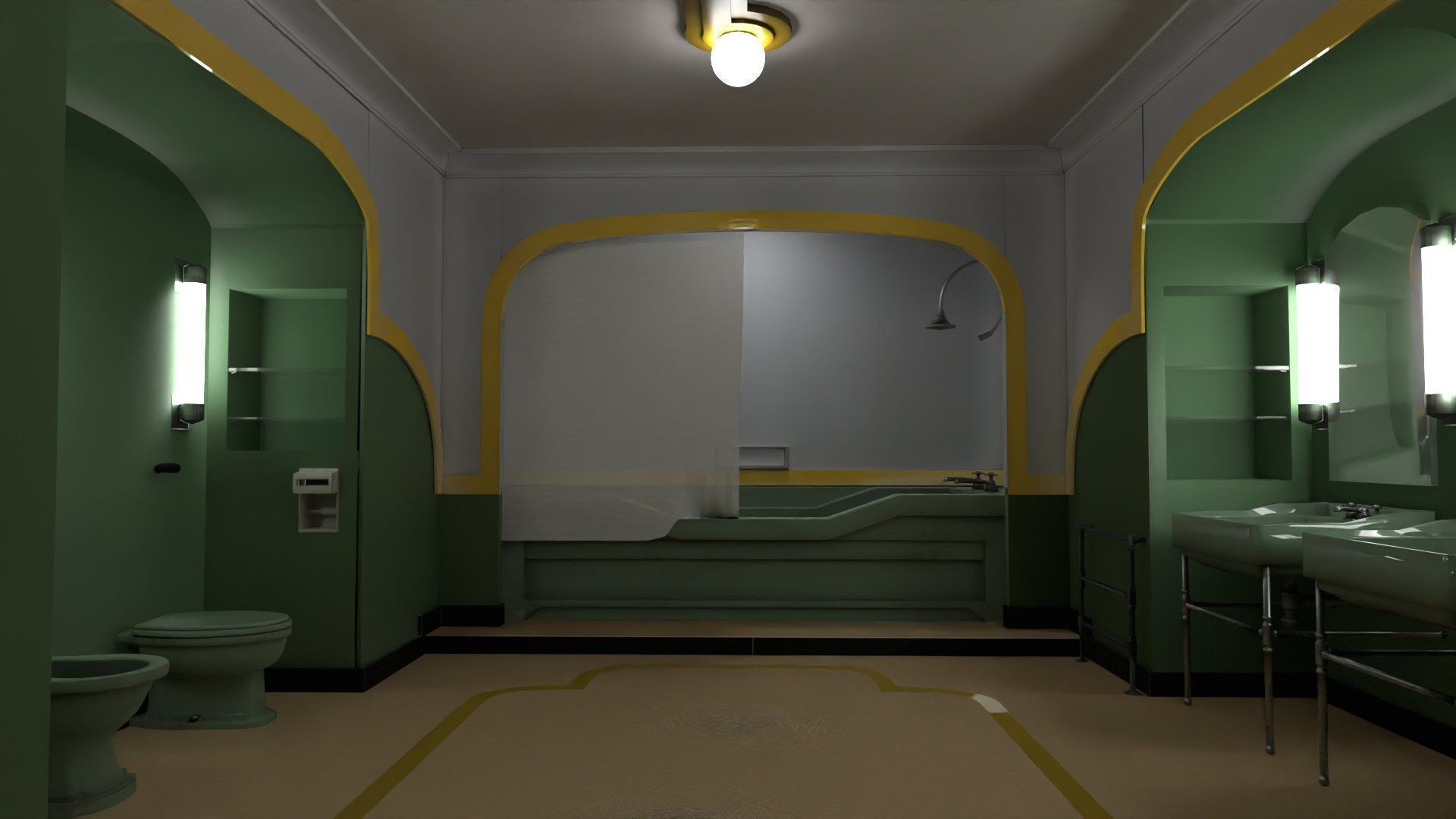 The Shining Green Bathroom Room 237 Low-poly 3D model_1