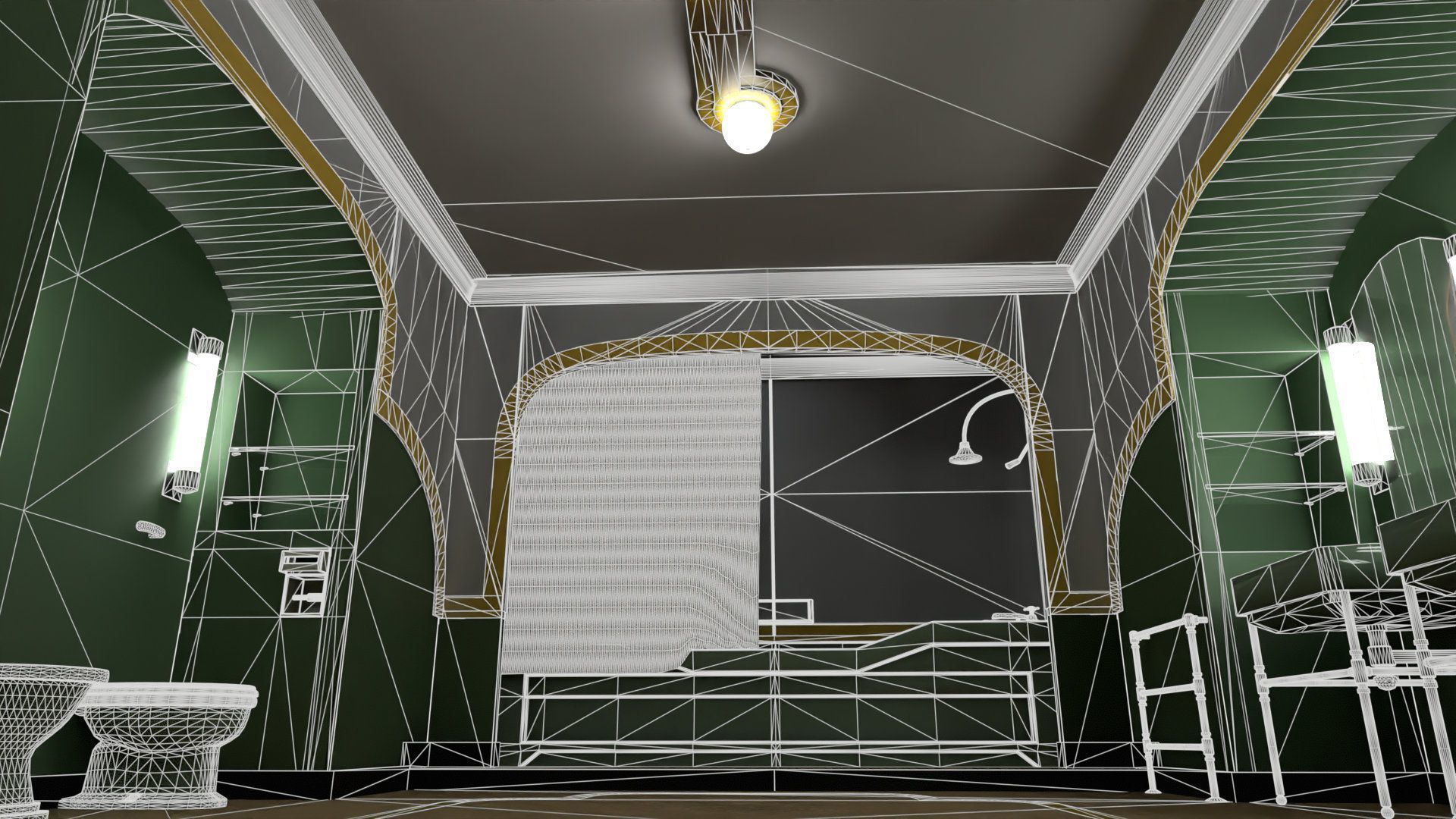 The Shining Green Bathroom Room 237 Low-poly 3D model_3