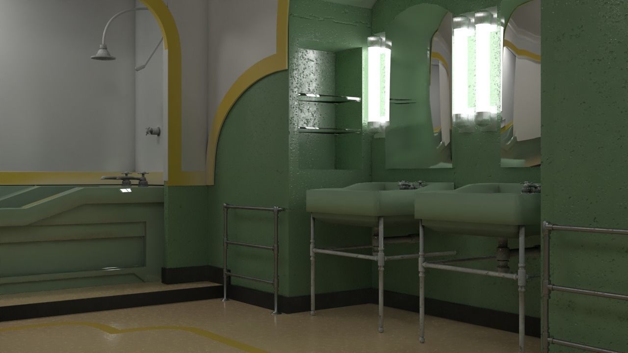 The Shining Green Bathroom Room 237 Low-poly 3D model_12